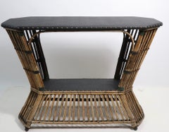 Art Deco Stick Wicker Reed Console Table