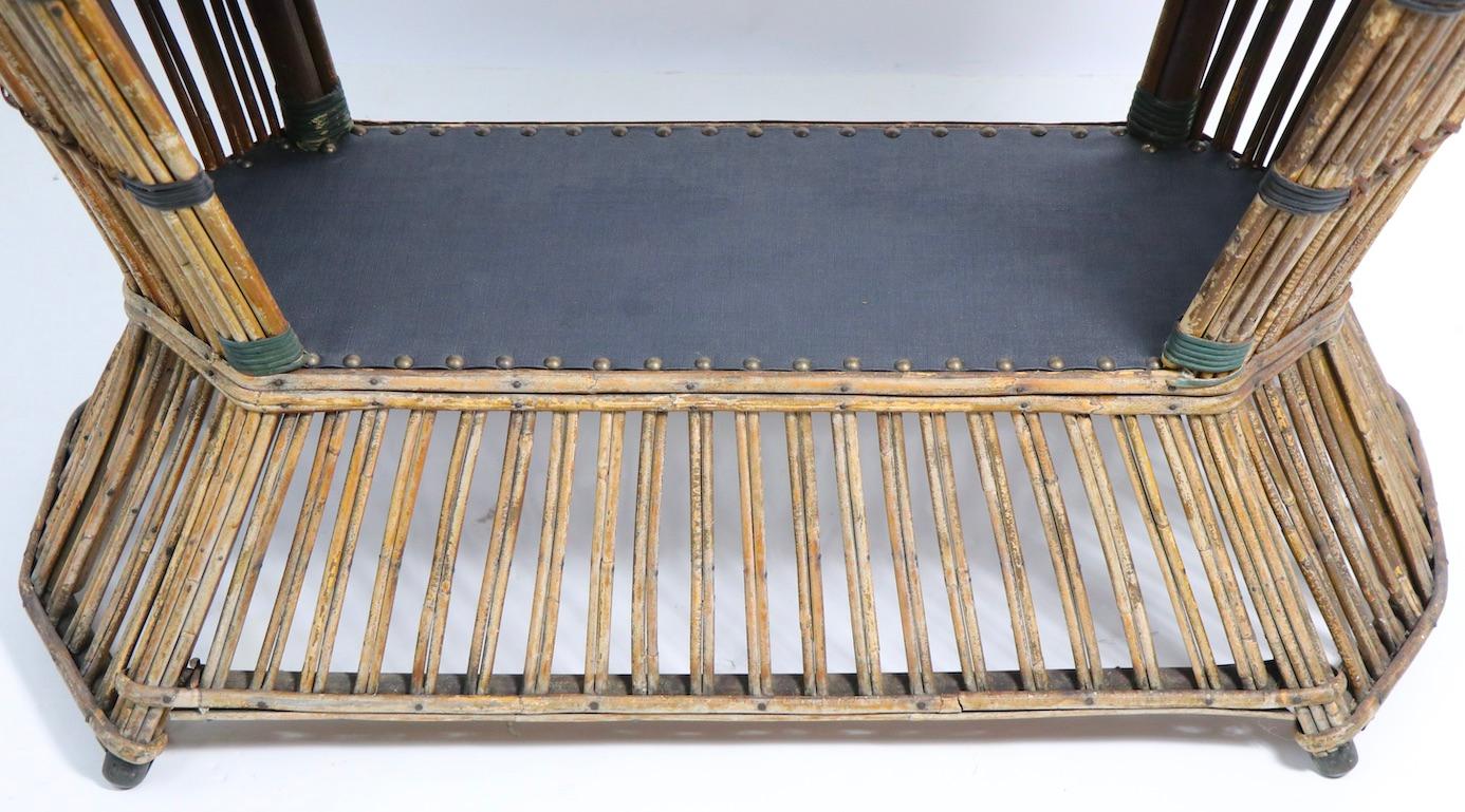 Art Deco Stick Wicker Reed Console Table In Good Condition For Sale In New York, NY