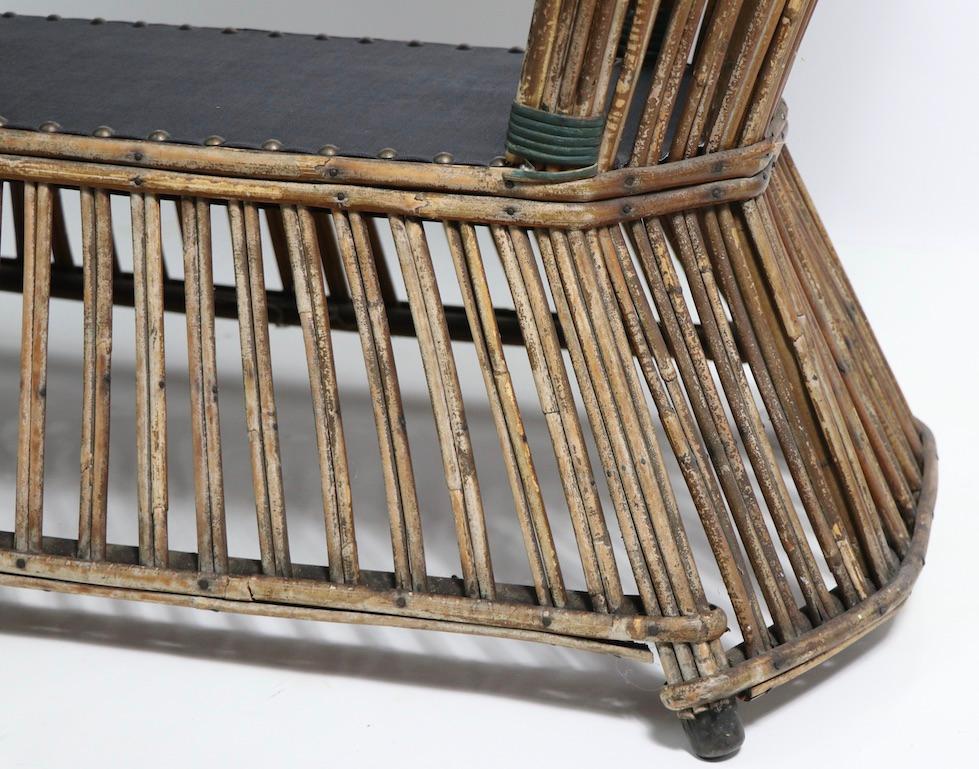 Art Deco Stick Wicker Reed Console Table For Sale 1