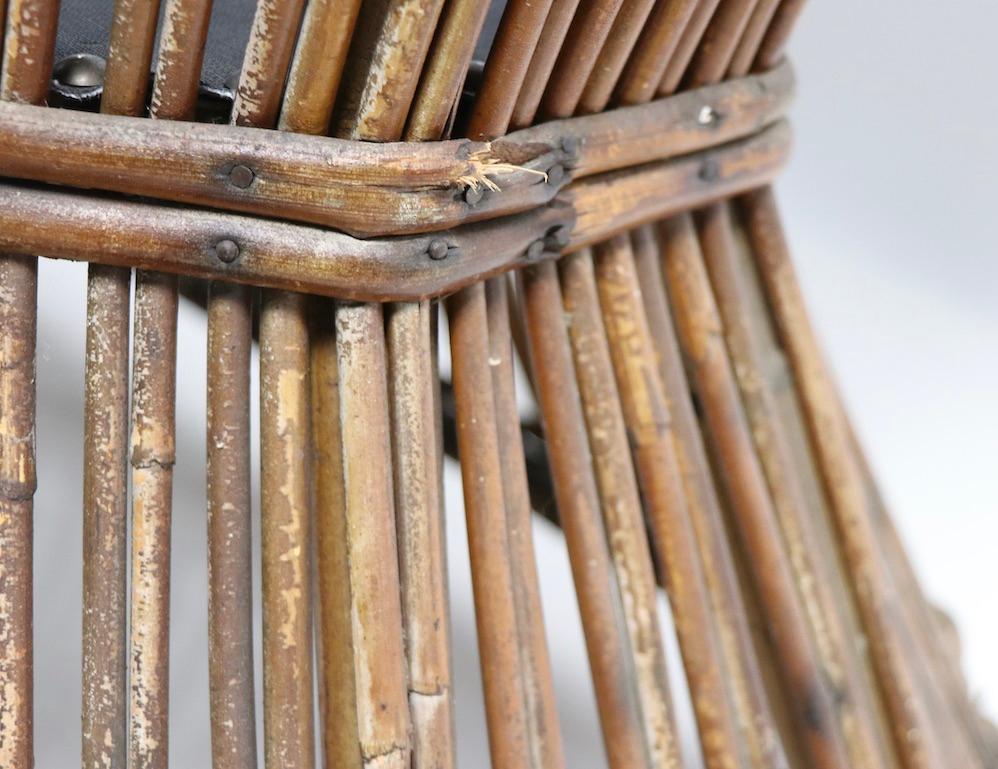 Art Deco Stick Wicker Reed Console Table For Sale 2