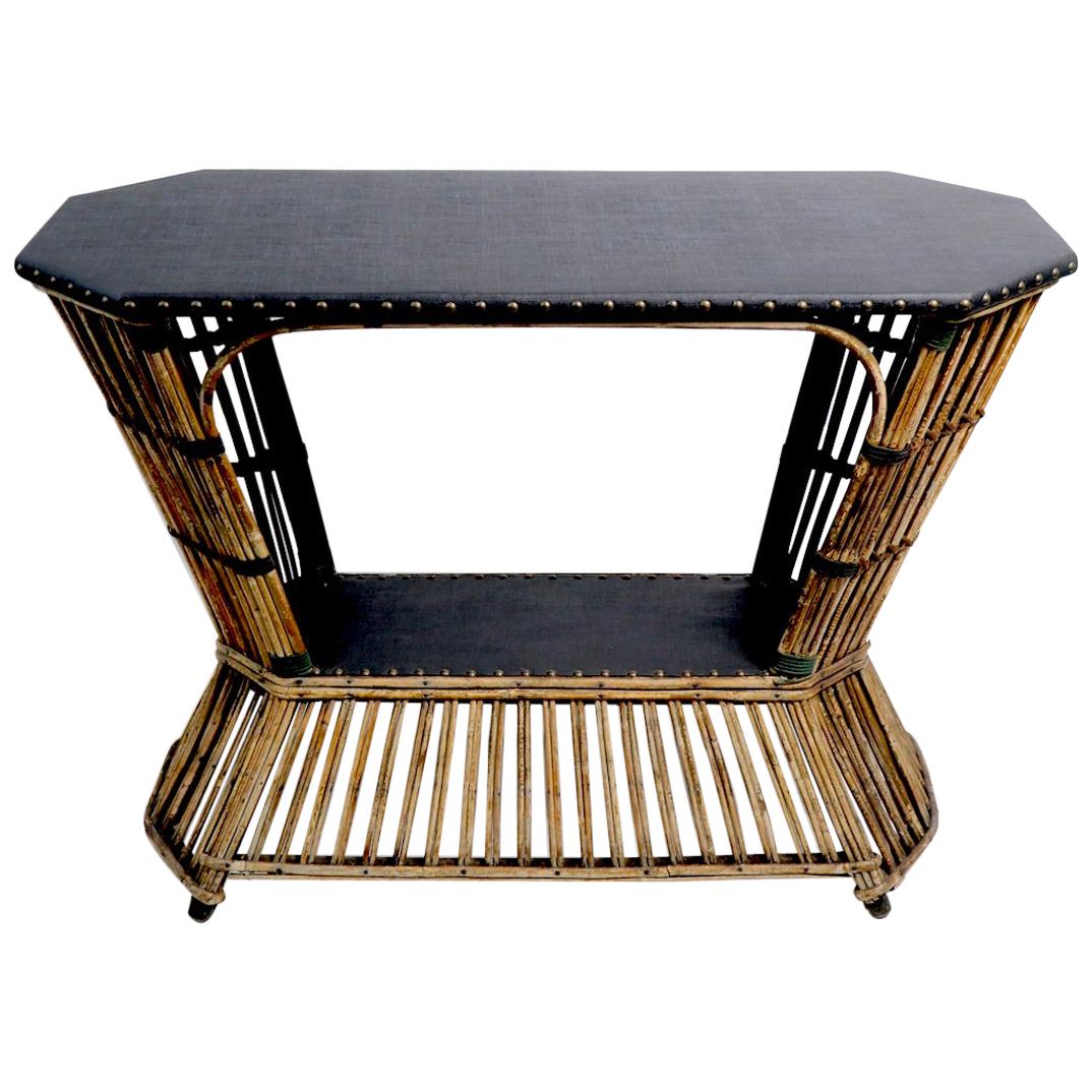 Art Deco Stick Wicker Reed Console Table For Sale