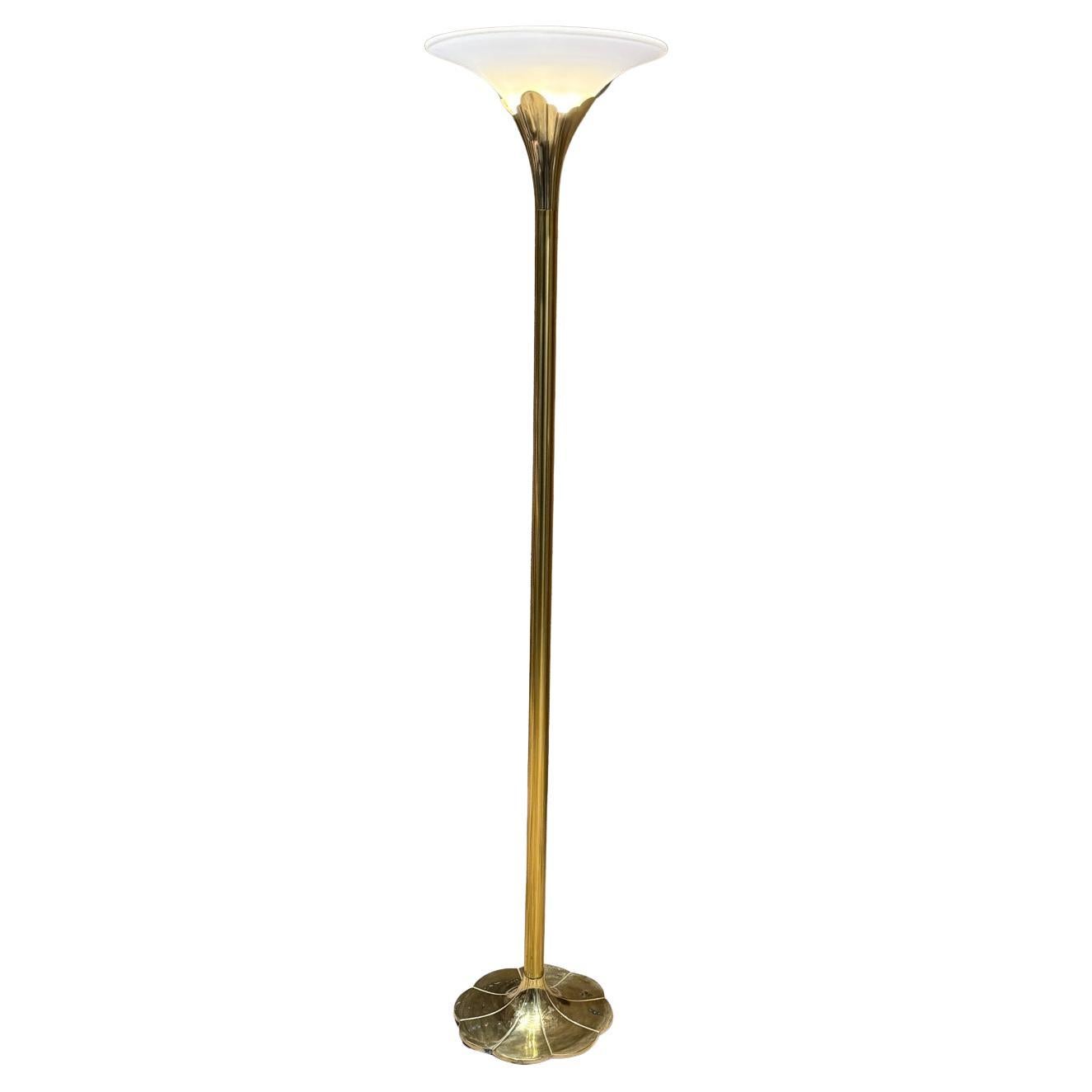 Stiffel Art Deco Tulip Torchiere Brass Floor Lamp Chicago