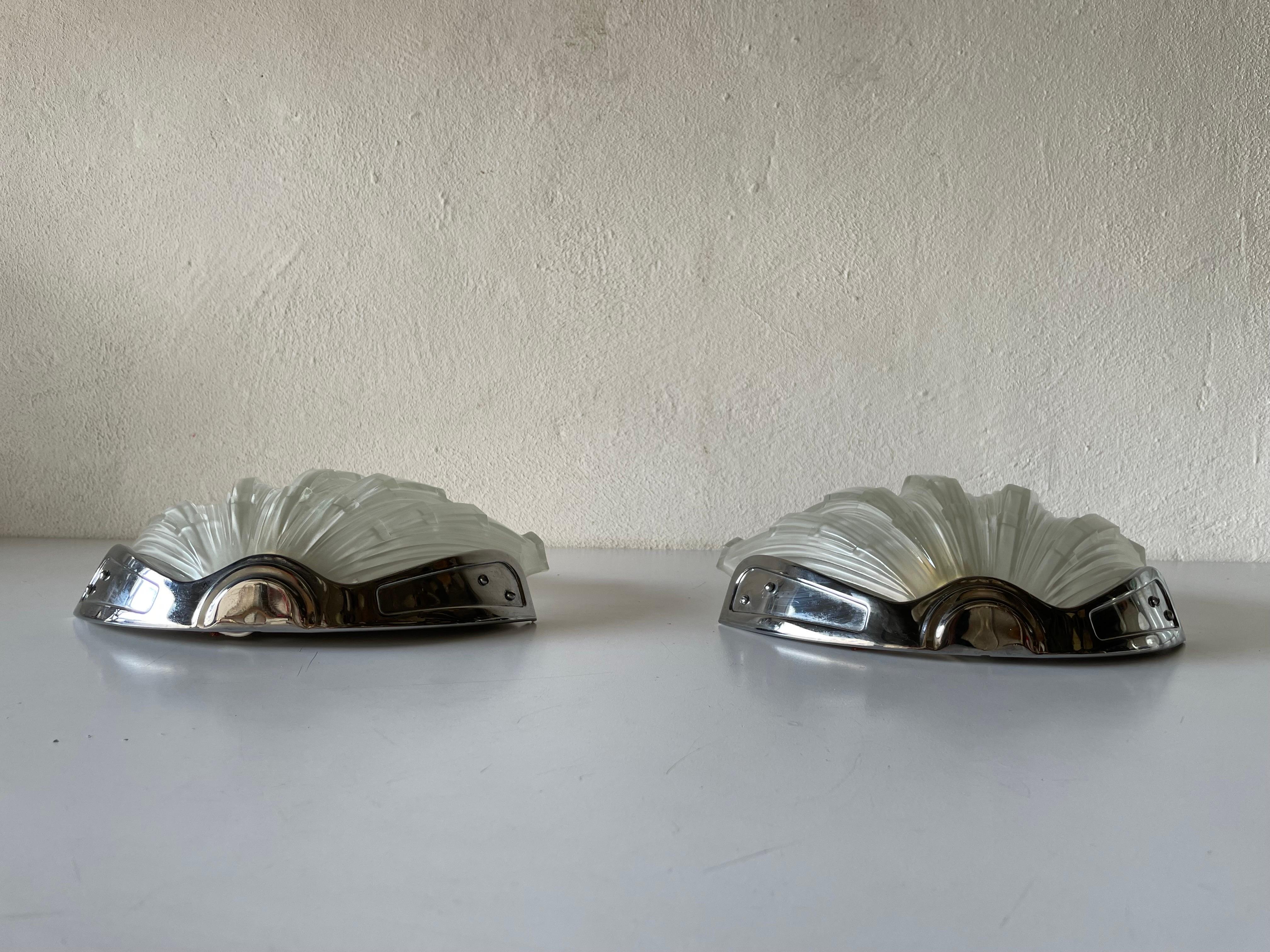 Mid-20th Century Art Deco Stil Shell Design Pair of Sconces, 1960s, Germany For Sale