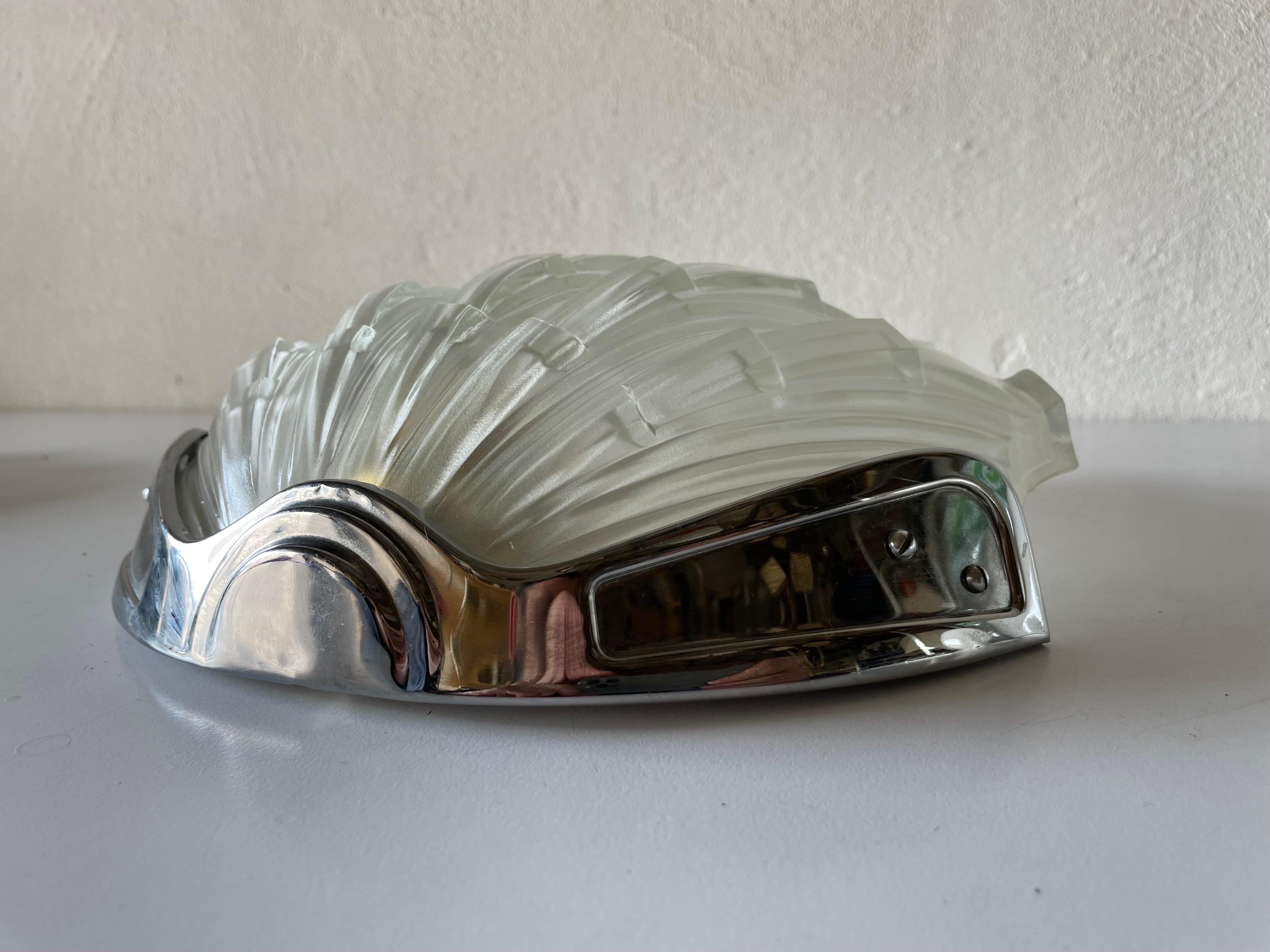 Metal Art Deco Stil Shell Design Pair of Sconces, 1960s, Germany For Sale