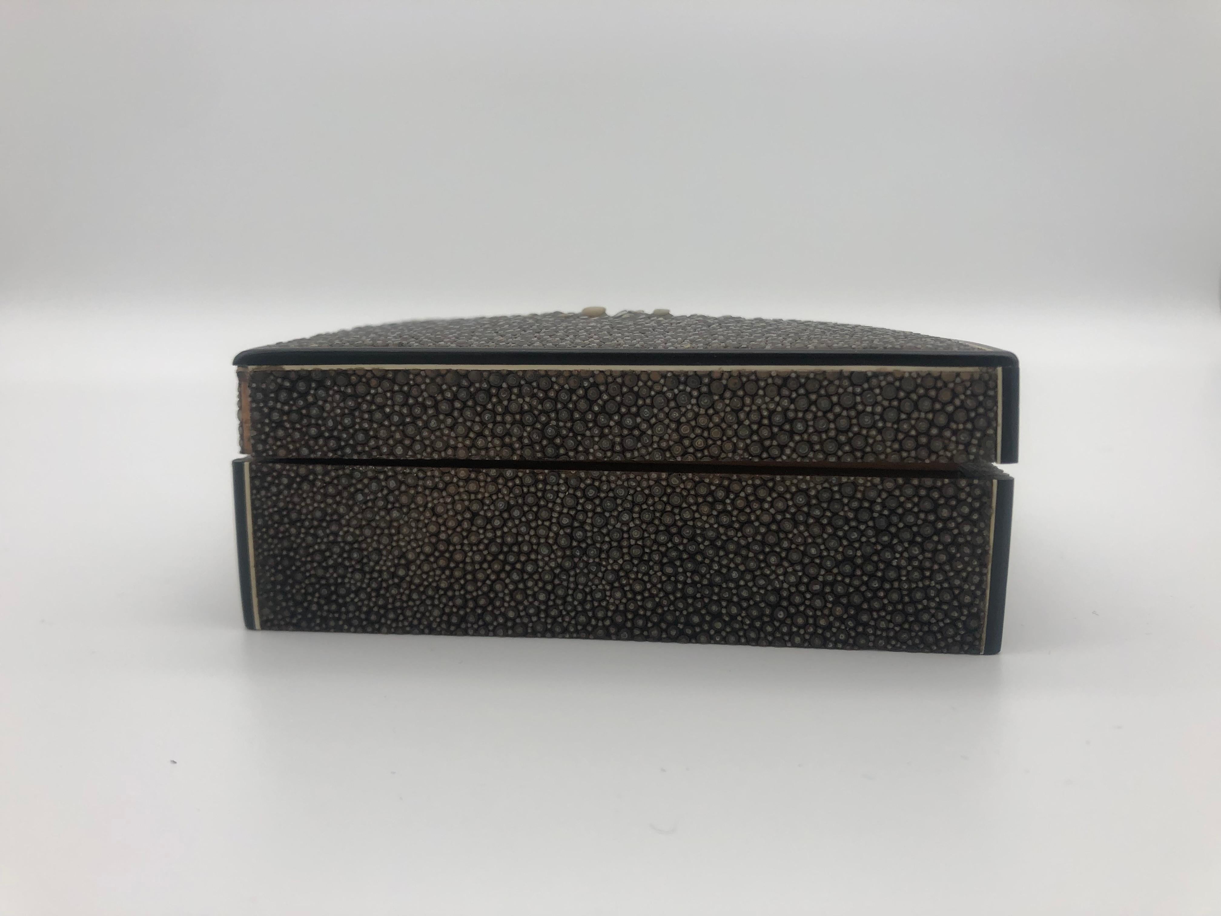 Early 20th Century Art Deco Stingray Leather Cassette or Jewelry box, French 1920 For Sale