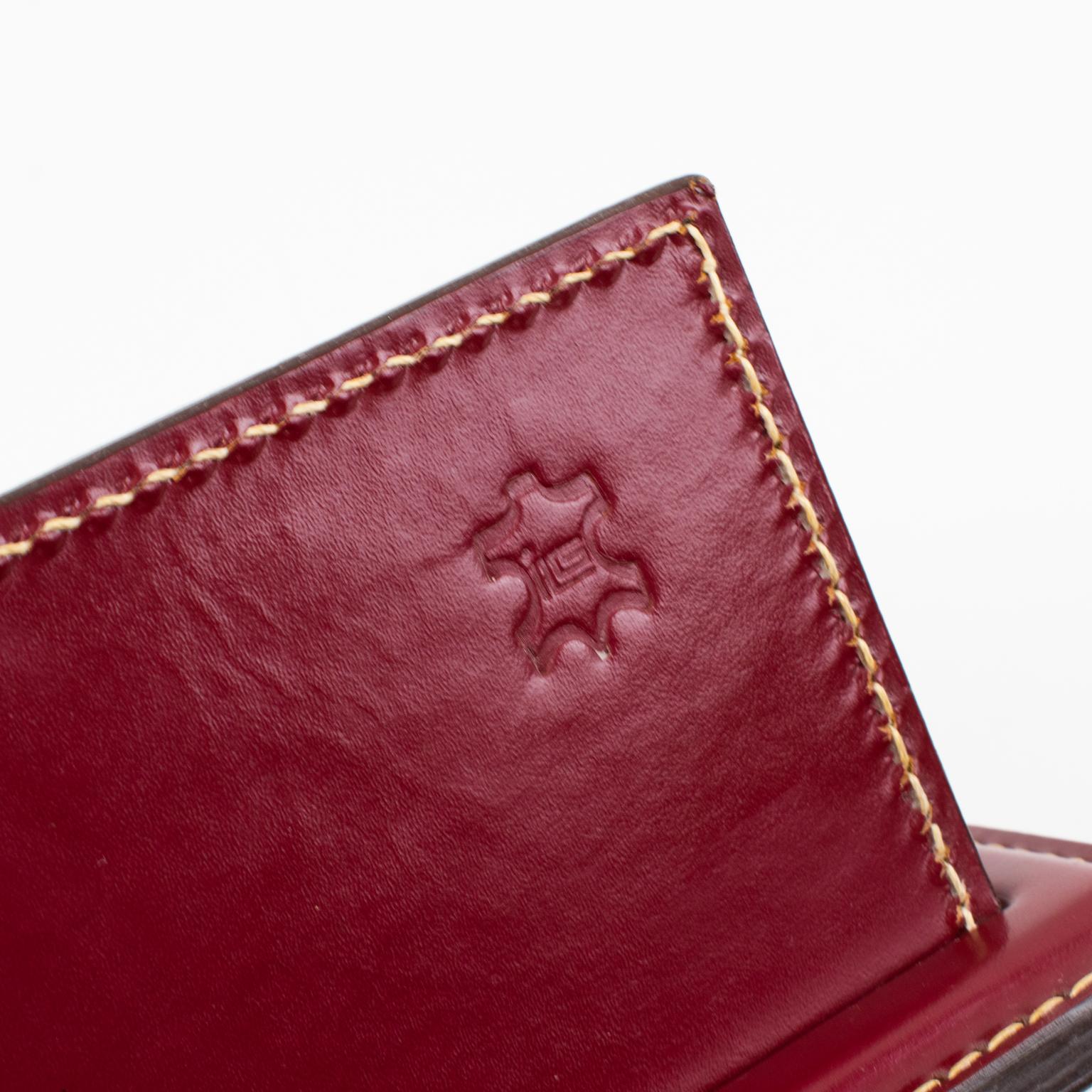 Art Deco Stitched Red Leather Desk Accessory Letter and Pen Holders 8