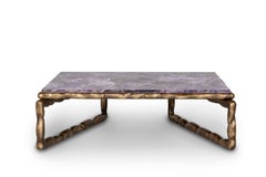 Tavolino da caffè in pietra in stile Art Deco Pietra ametista realizzata a mano in Portogallo