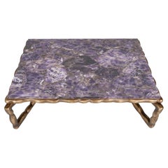 Art Deco Style Stone Coffee Table Amethyst Stone Hand Crafted in Portugal