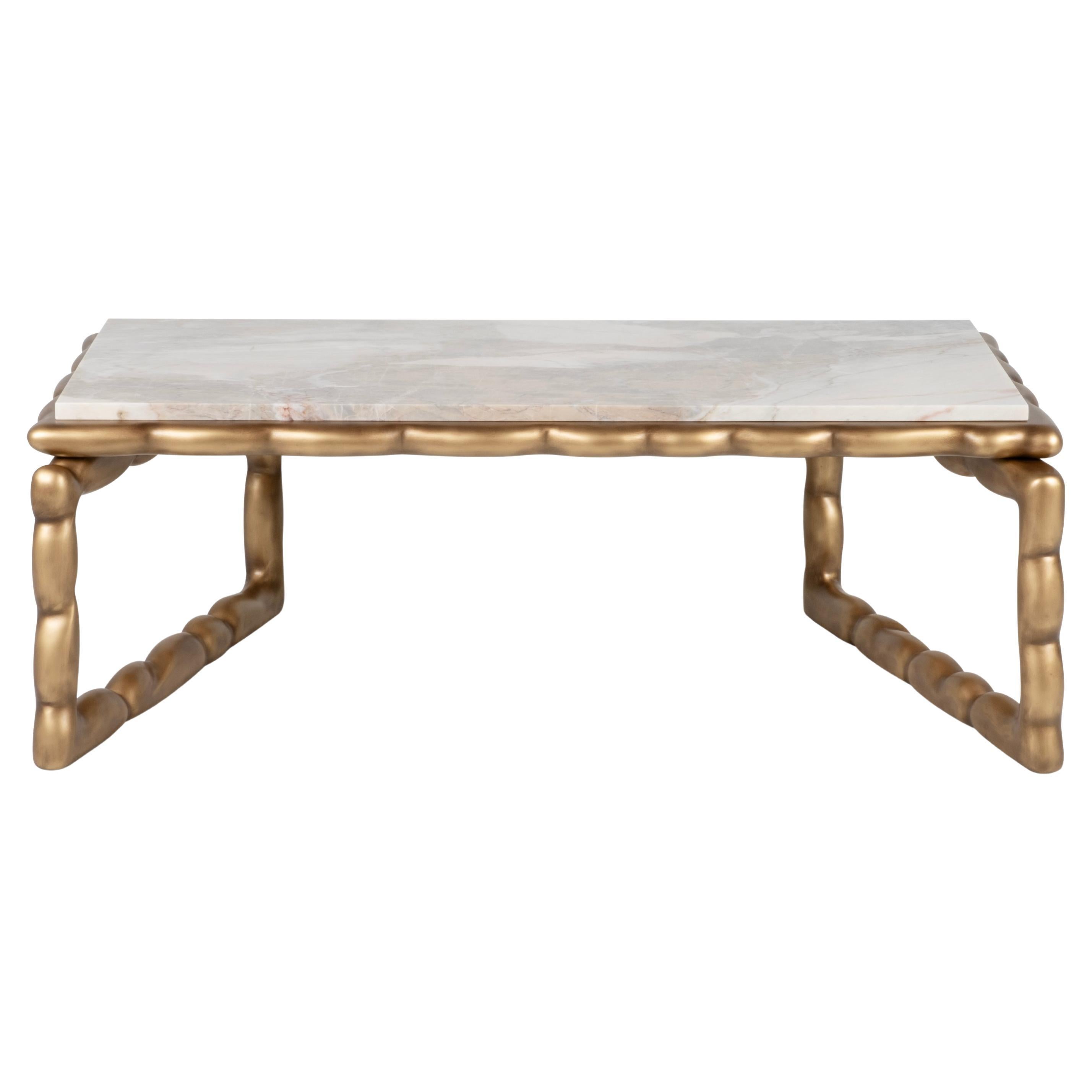 Table basse Art déco en marbre Calacatta fabriquée à la main au Portugal