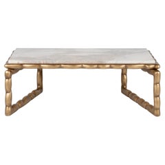 Table basse Art déco en marbre Calacatta fabriquée à la main au Portugal