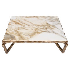 Art Deco Stone Coffee Table Calacatta Oro Handmade in Portugal by Greenapple