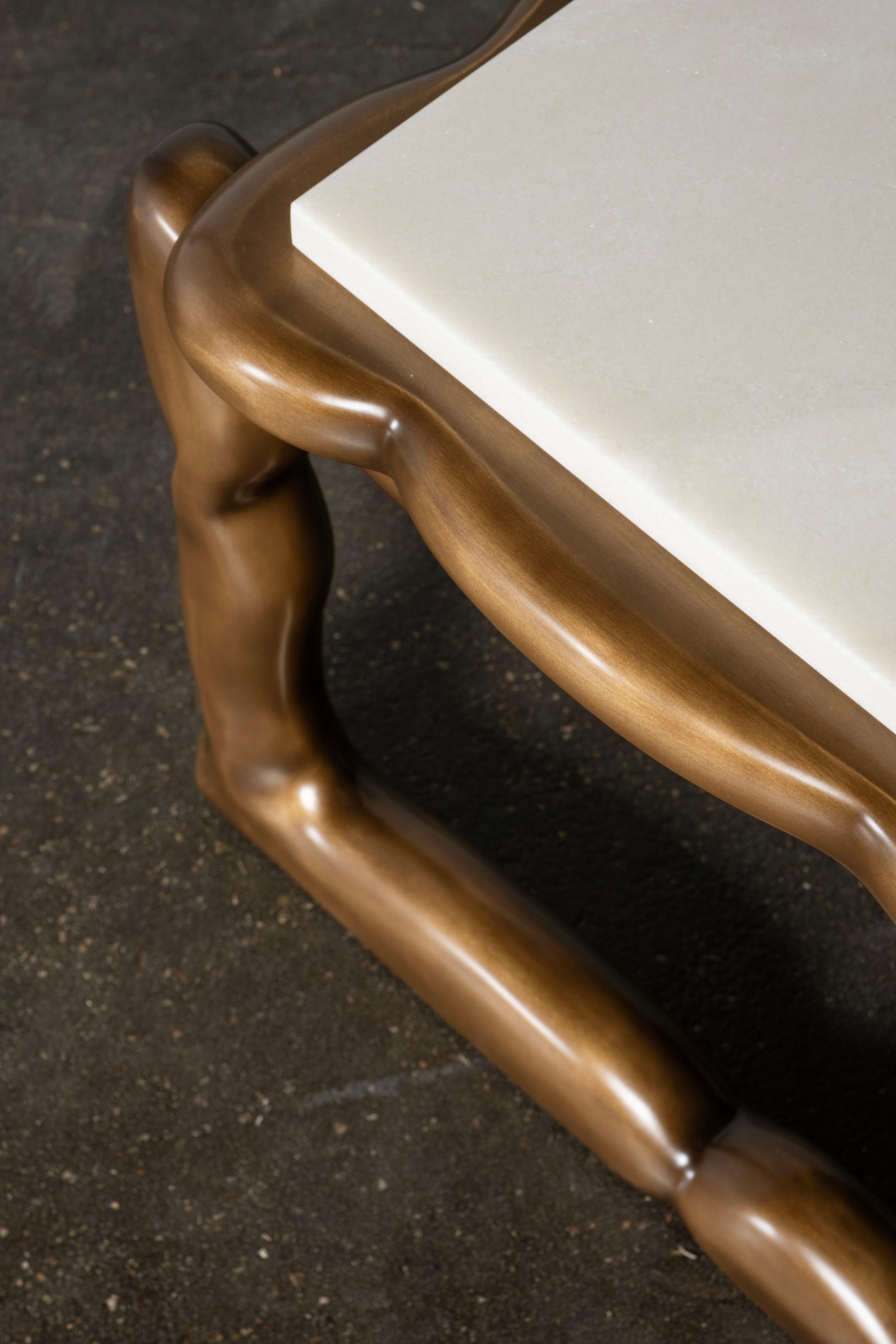 Table basse Art déco en pierre, onyx vert, fabriquée à la main au Portugal par Greenapple en vente 6