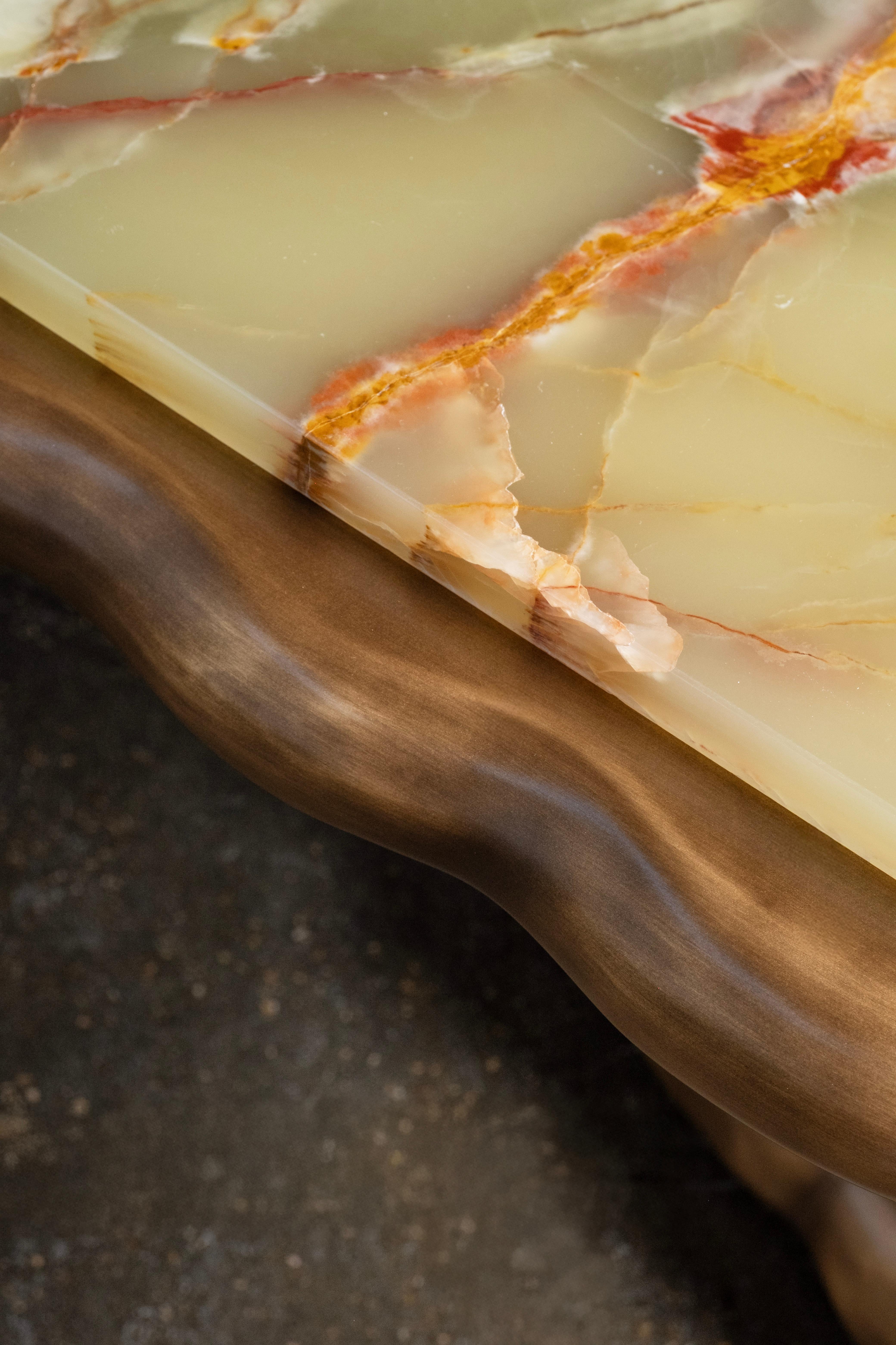 Table basse Art déco en pierre, onyx vert, fabriquée à la main au Portugal par Greenapple Neuf - En vente à Lisboa, PT