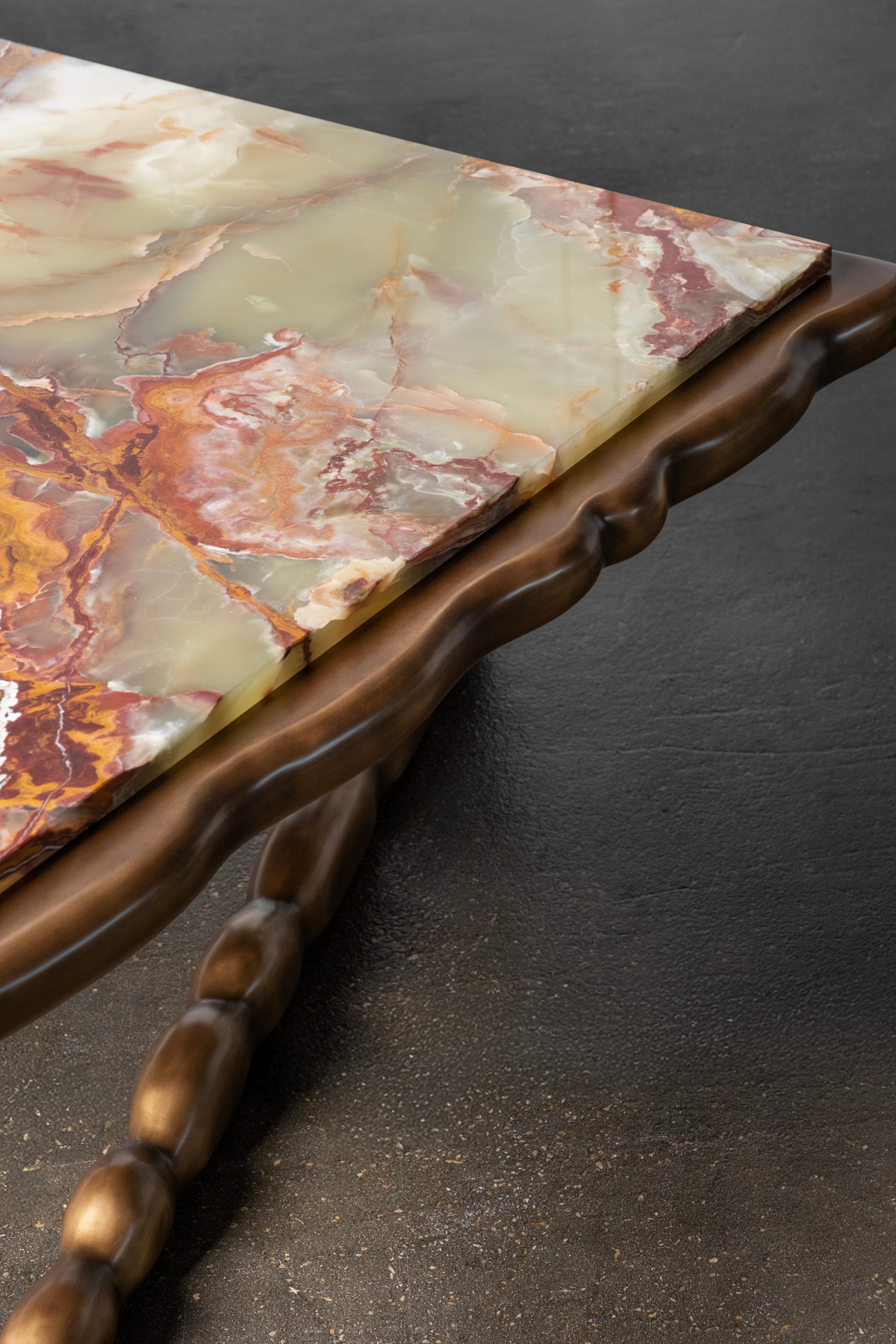 Moderne Table basse Art déco en pierre, onyx vert, fabriquée à la main au Portugal par Greenapple en vente