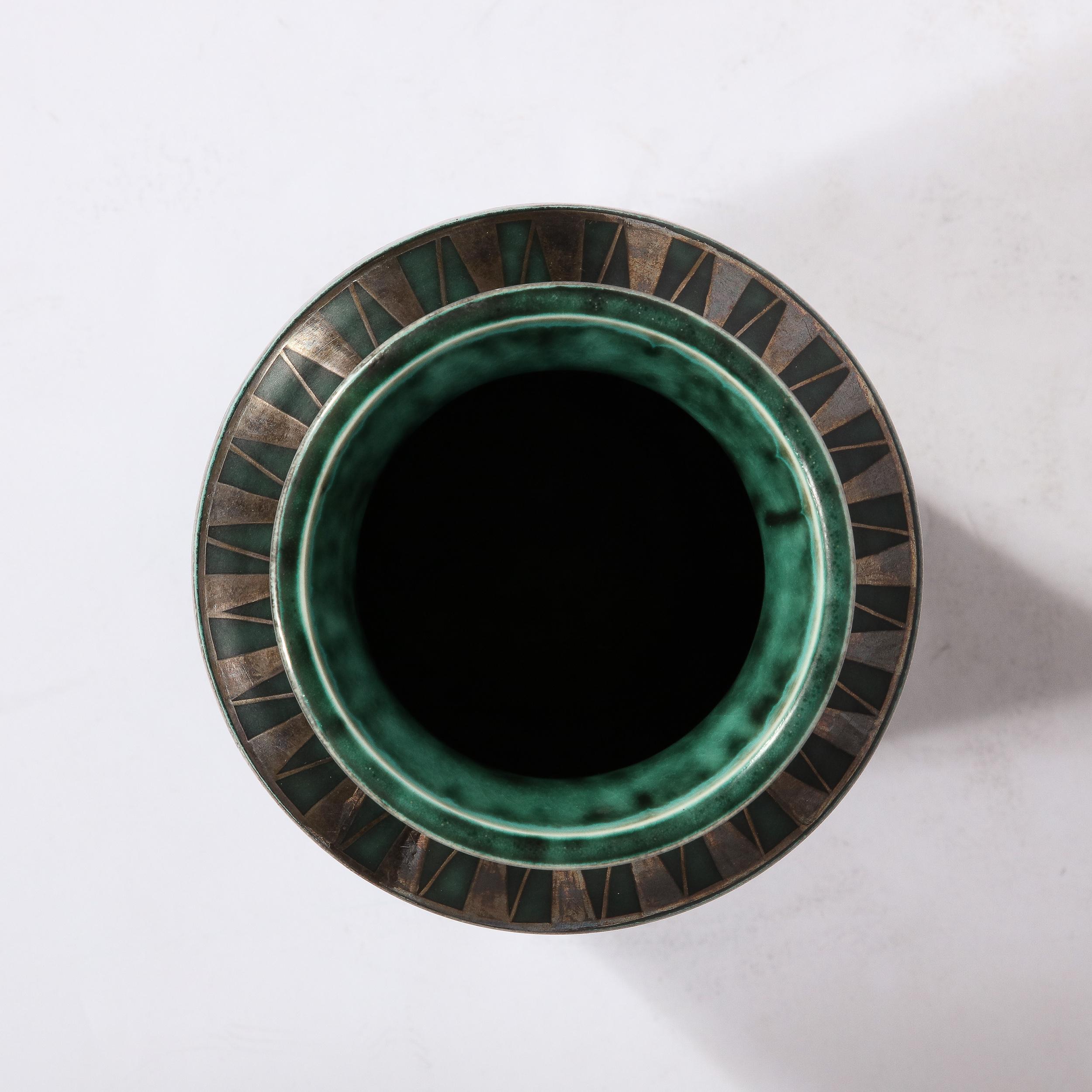 Vaso Art Deco in gres e argento 