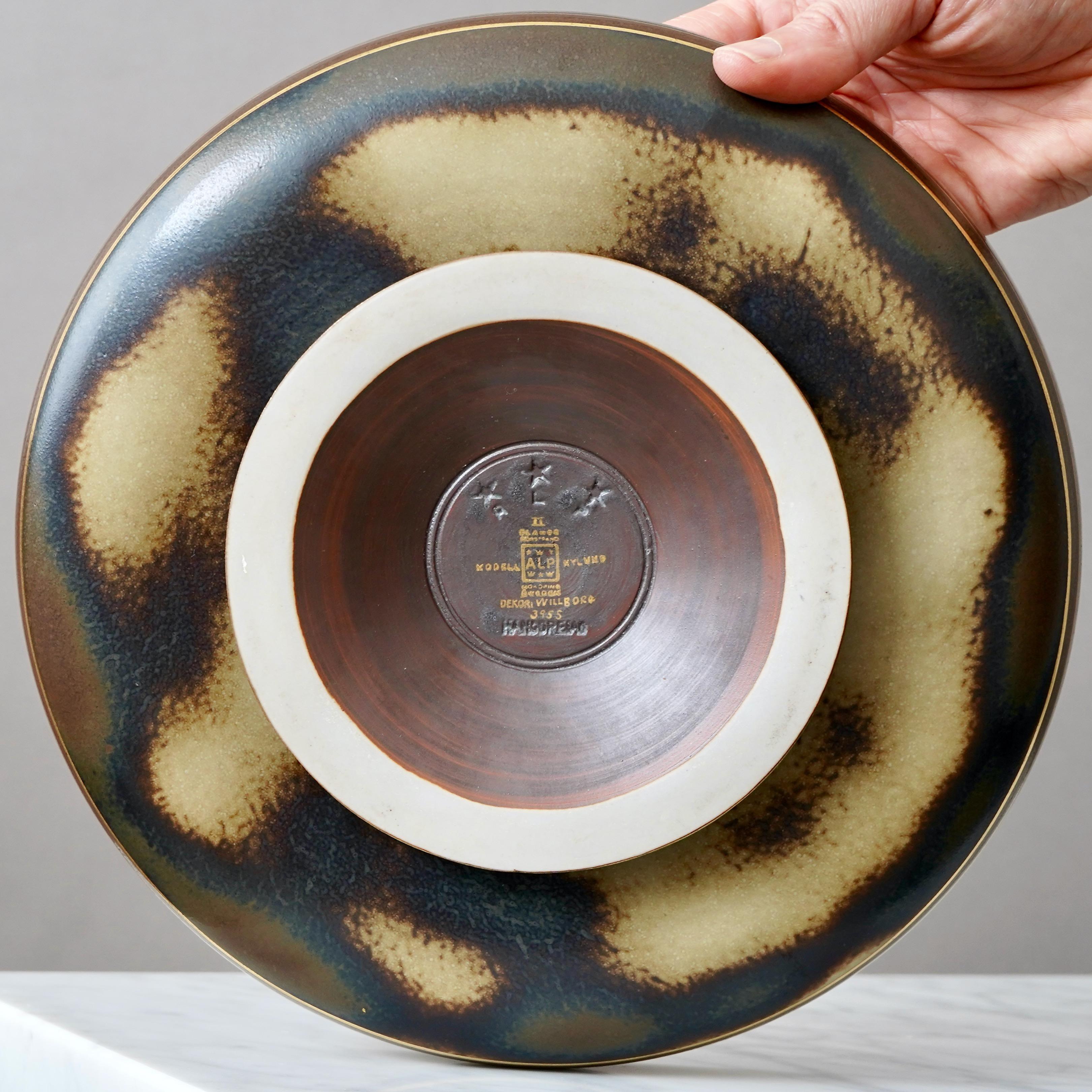 Cuenco con pie de gres Art decó de Gunnar Nylund. ALP, Suecia, años 30. Oro marrón. en Bueno estado para la venta en Malmö, SE