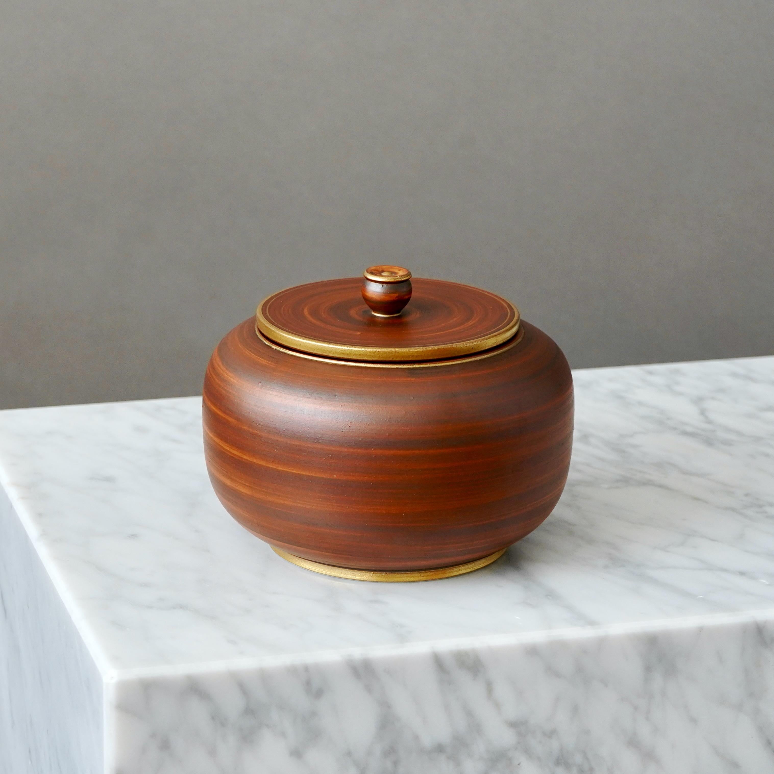 Swedish Art Deco Stoneware Lidded Bowl by Gunnar Nylund for ALP, Sweden, 1930s