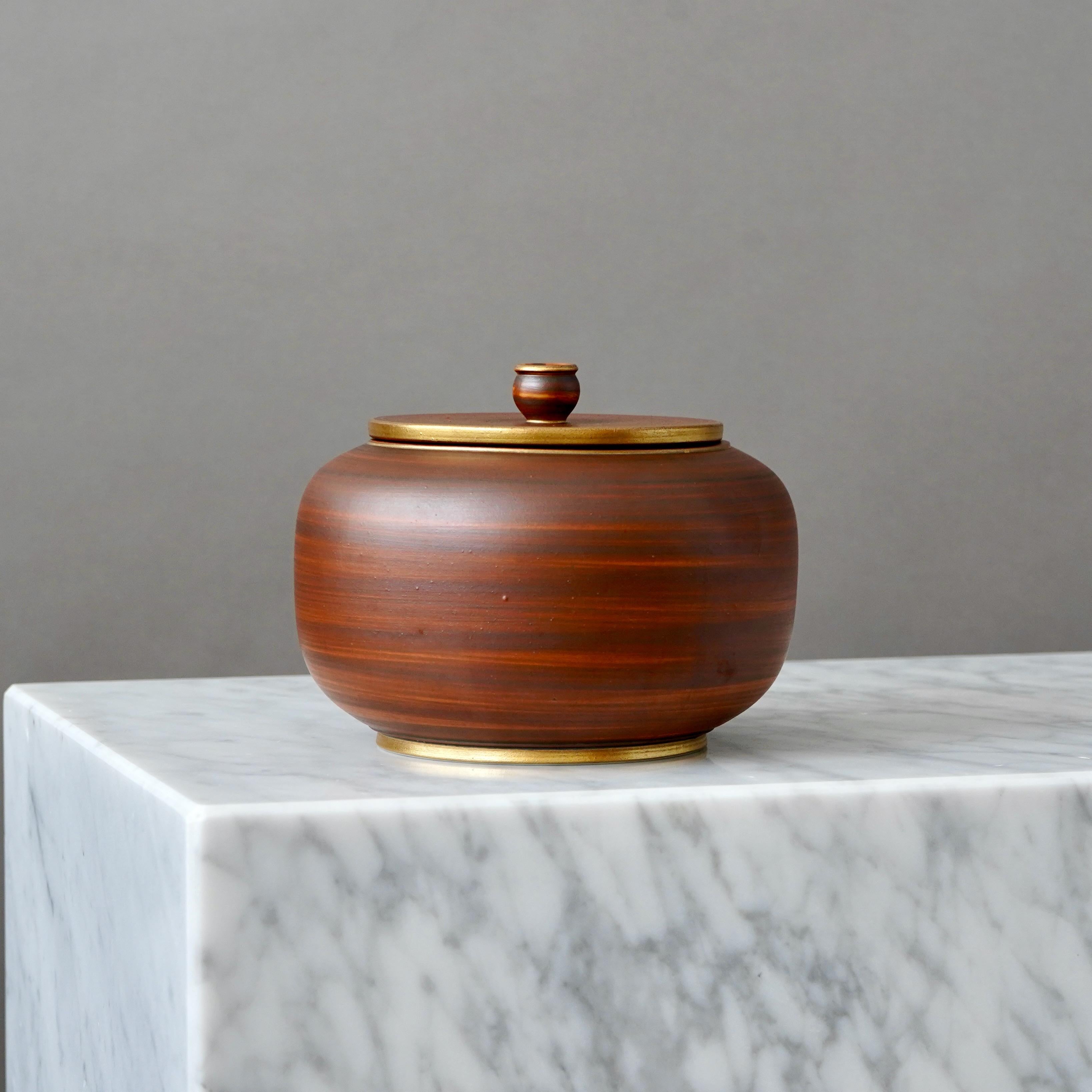 20th Century Art Deco Stoneware Lidded Bowl by Gunnar Nylund for ALP, Sweden, 1930s