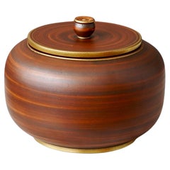 Art Deco Stoneware Lidded Bowl by Gunnar Nylund for ALP, Sweden, 1930s