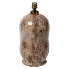 Art Deco Steingut lila Keramik Tischlampe im Stil von Émile Decoeur
