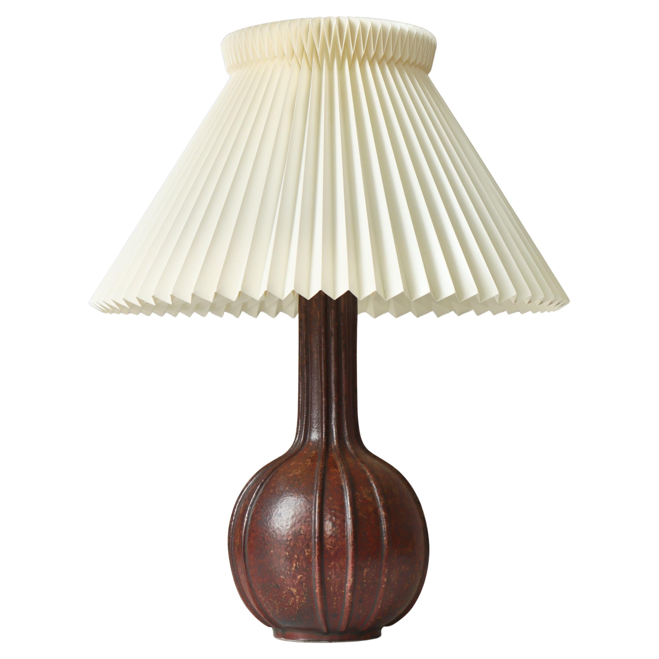 Art Deco Stoneware Table Lamp "Model 173", Arne Bang, Own Studio, Denmark, 1930s For Sale