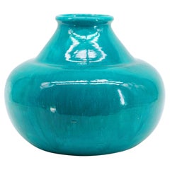 Art Deco Stoneware Vase by CAB Bordeaux, Turquoise, France, 1920s