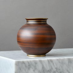 Art Deco Stoneware Vase in Brown and Gold by Gunnar Nylund. ALP, Sweden, 1930s