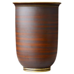 Art Deco Stoneware Vase in Brown and Gold by Gunnar Nylund. ALP, Sweden, 1930s