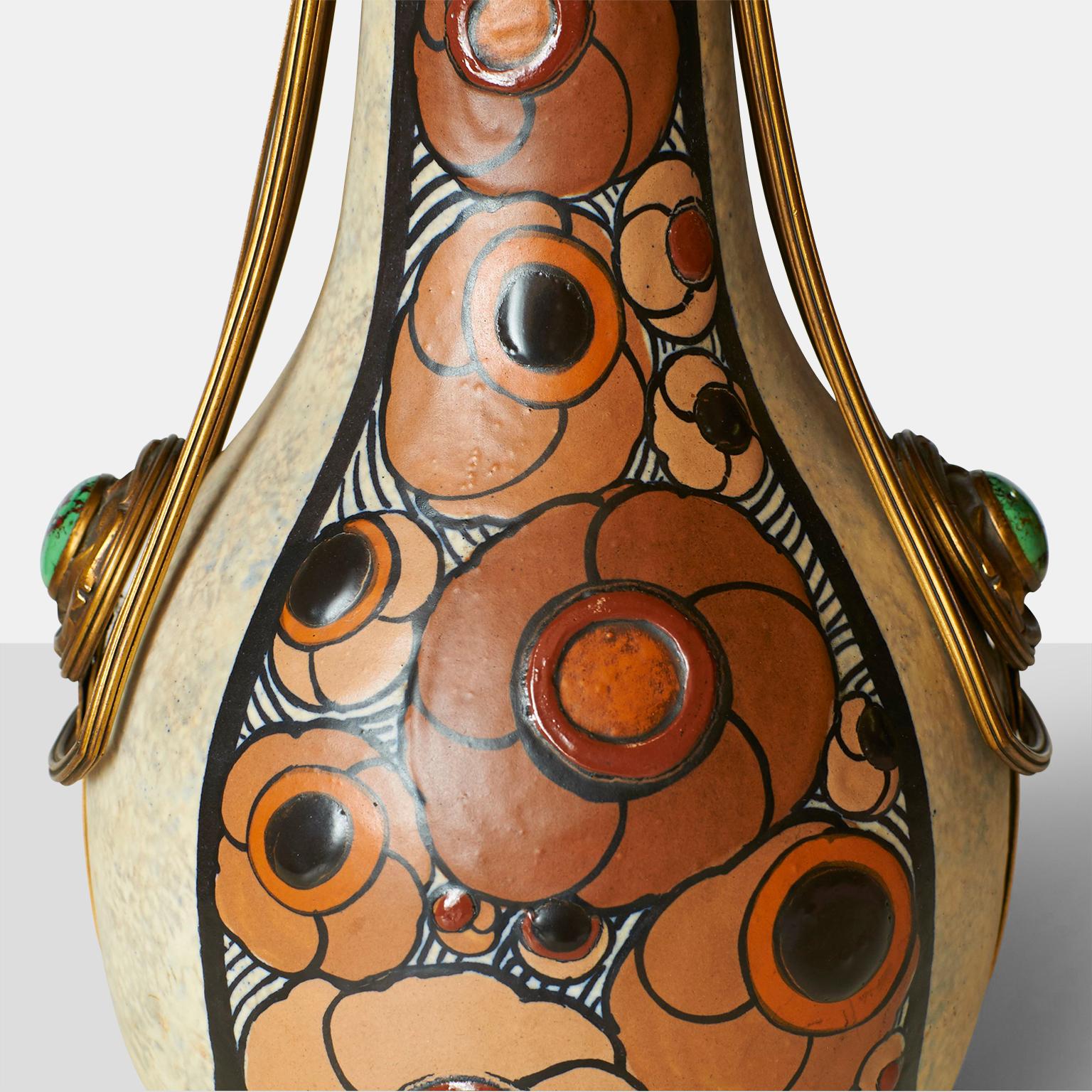Art Deco Stoneware Vase by Luis Auguste Dage In Good Condition For Sale In San Francisco, CA