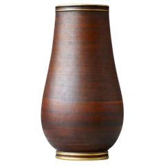 Braun-goldene Art-déco-Vase aus Steinzeug von Gunnar Nylund. ALP, Schweden, 1930er Jahre