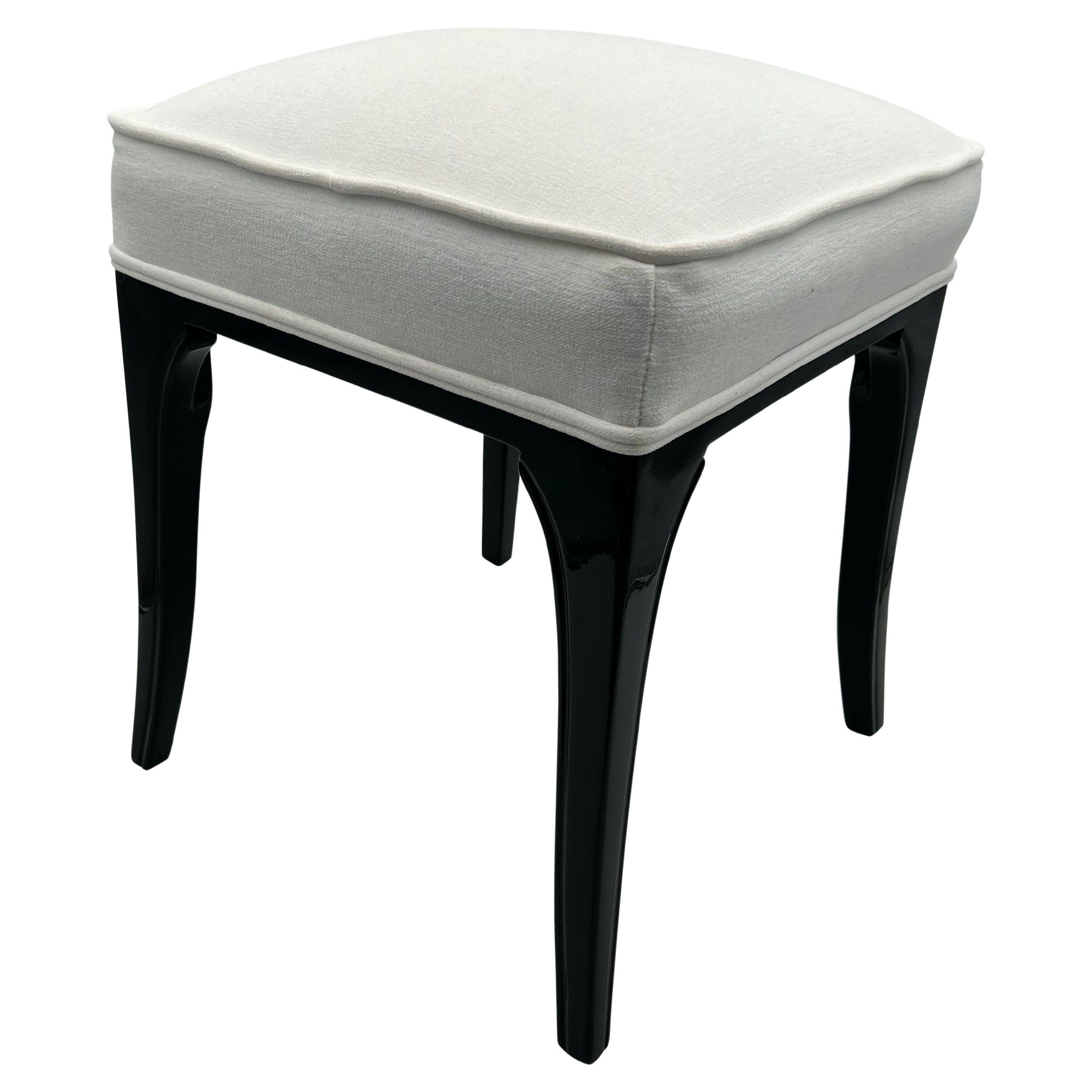 Art Deco Stool, Black Lacquered Oak, France, circa 1940 For Sale