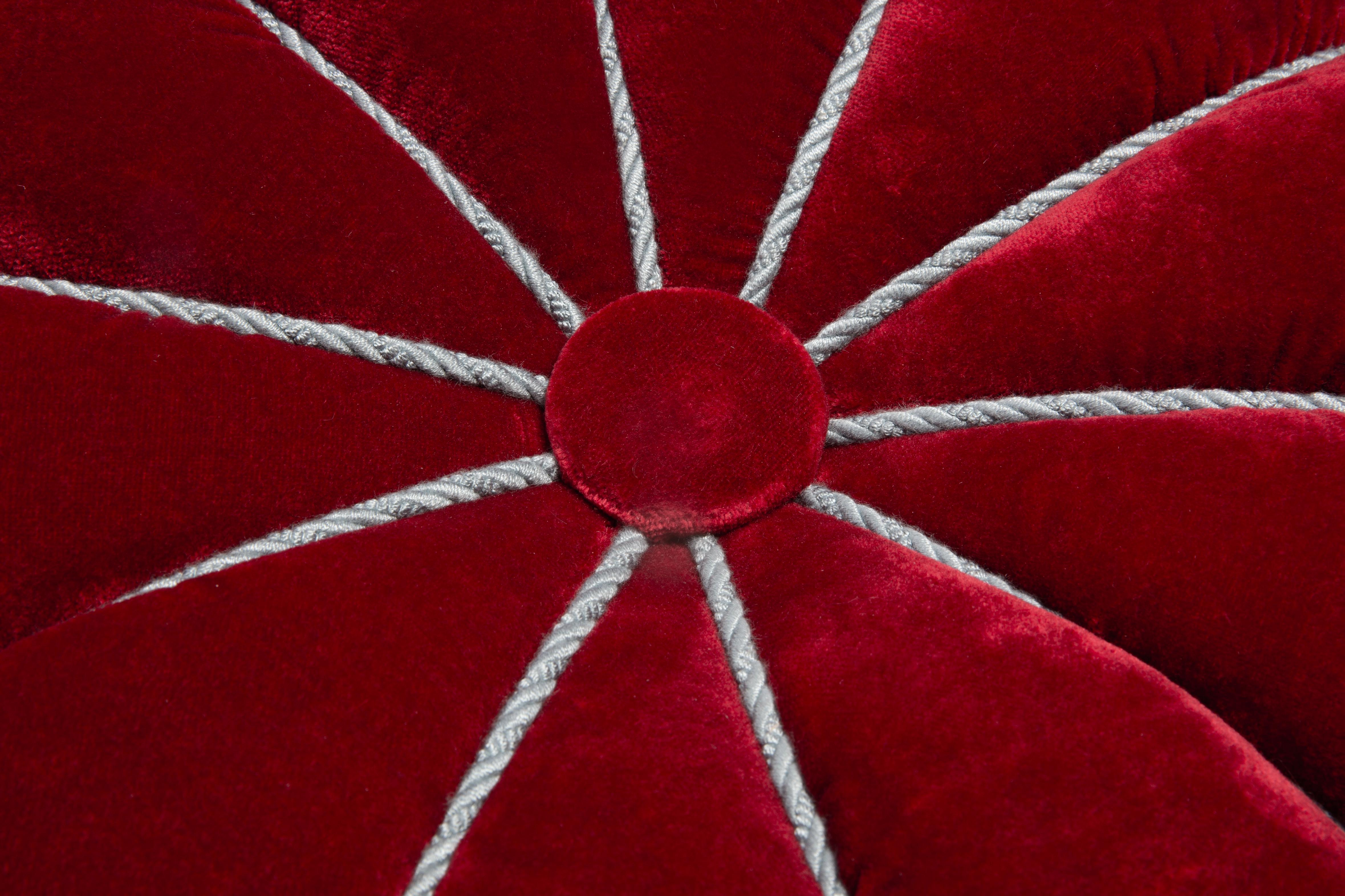 Art Deco stool by Jindrich Halabala in Red Dedar Velvet For Sale 1