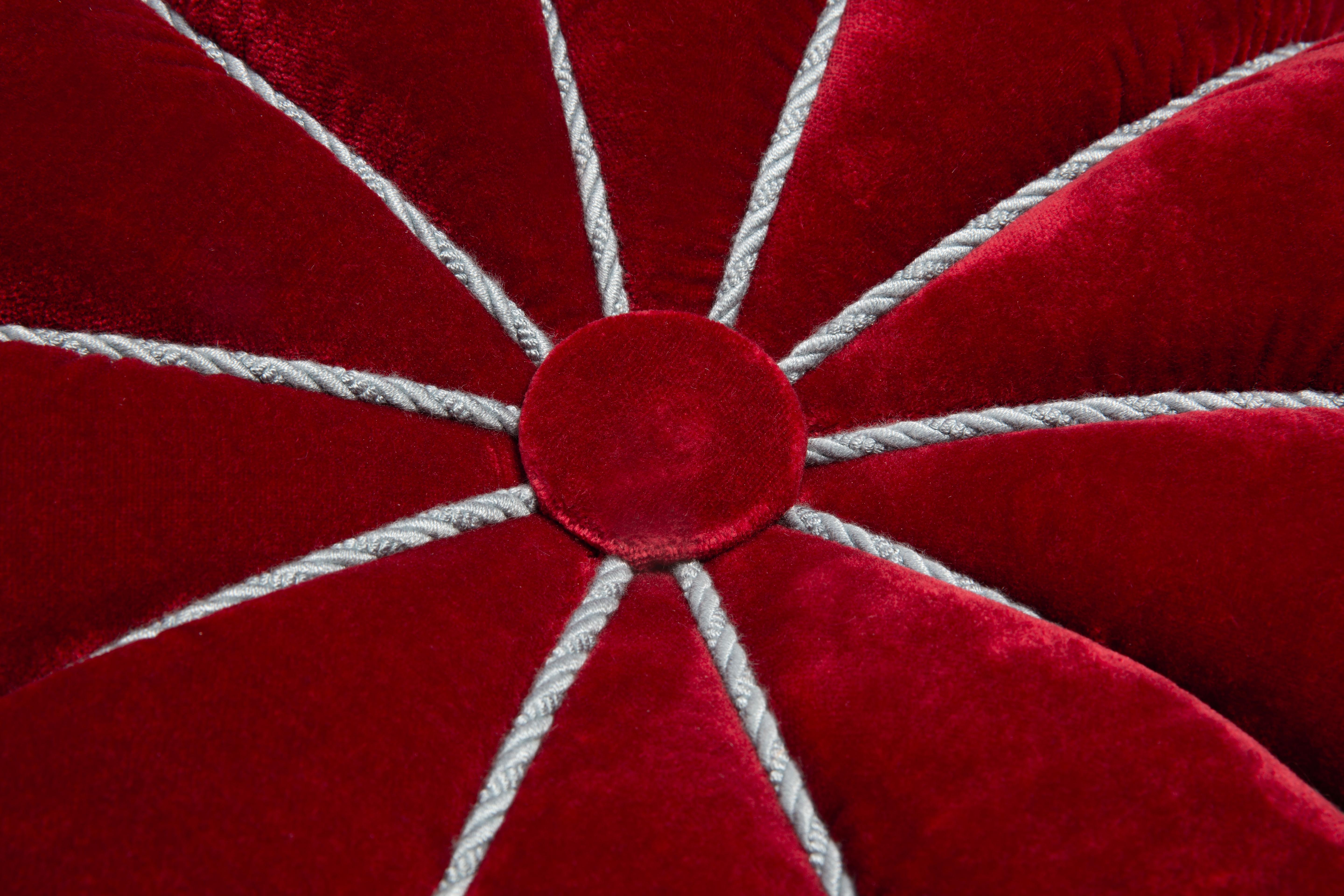 Art Deco stool by Jindrich Halabala in Red Dedar Velvet For Sale 2