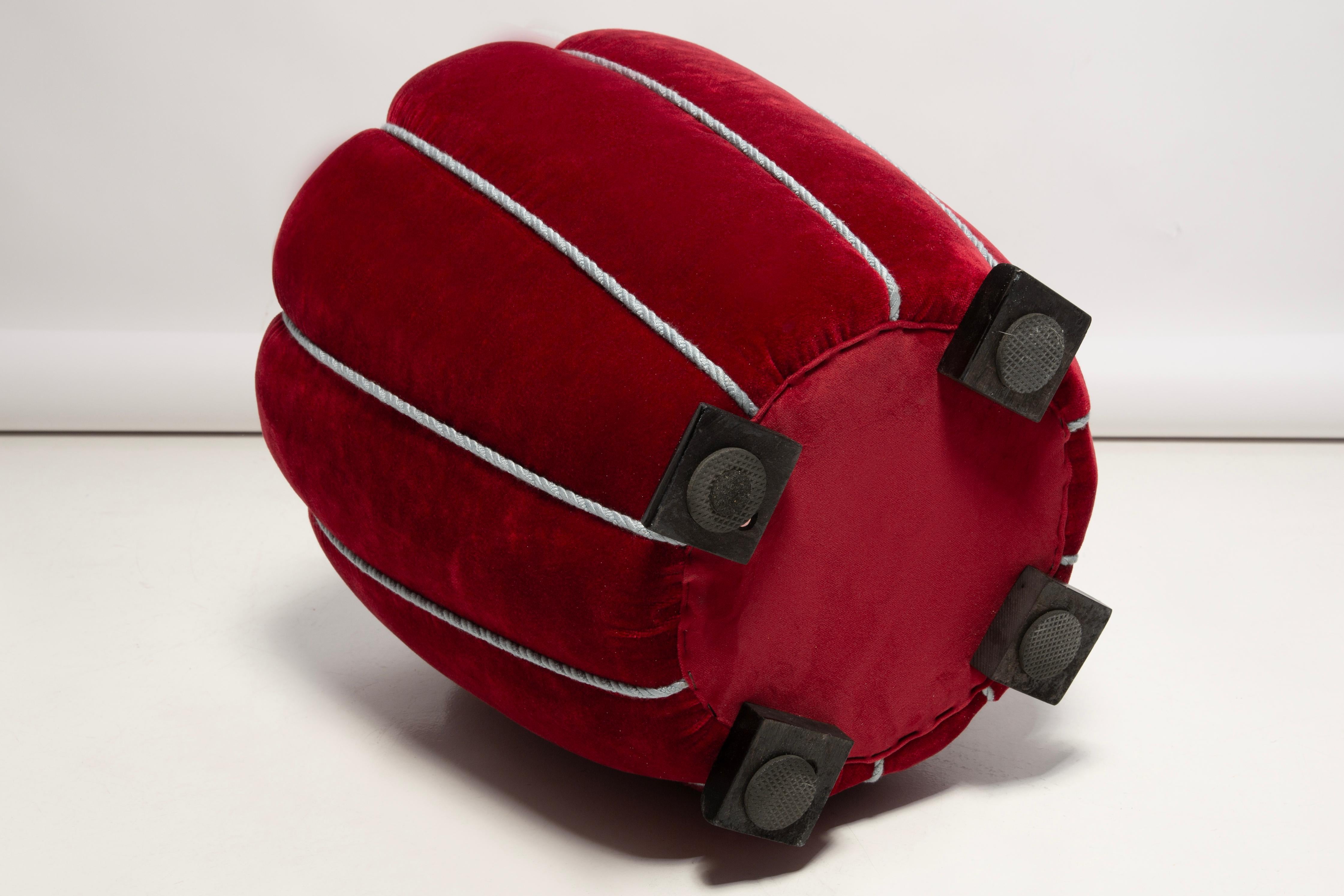 Art Deco stool by Jindrich Halabala in Red Dedar Velvet For Sale 3