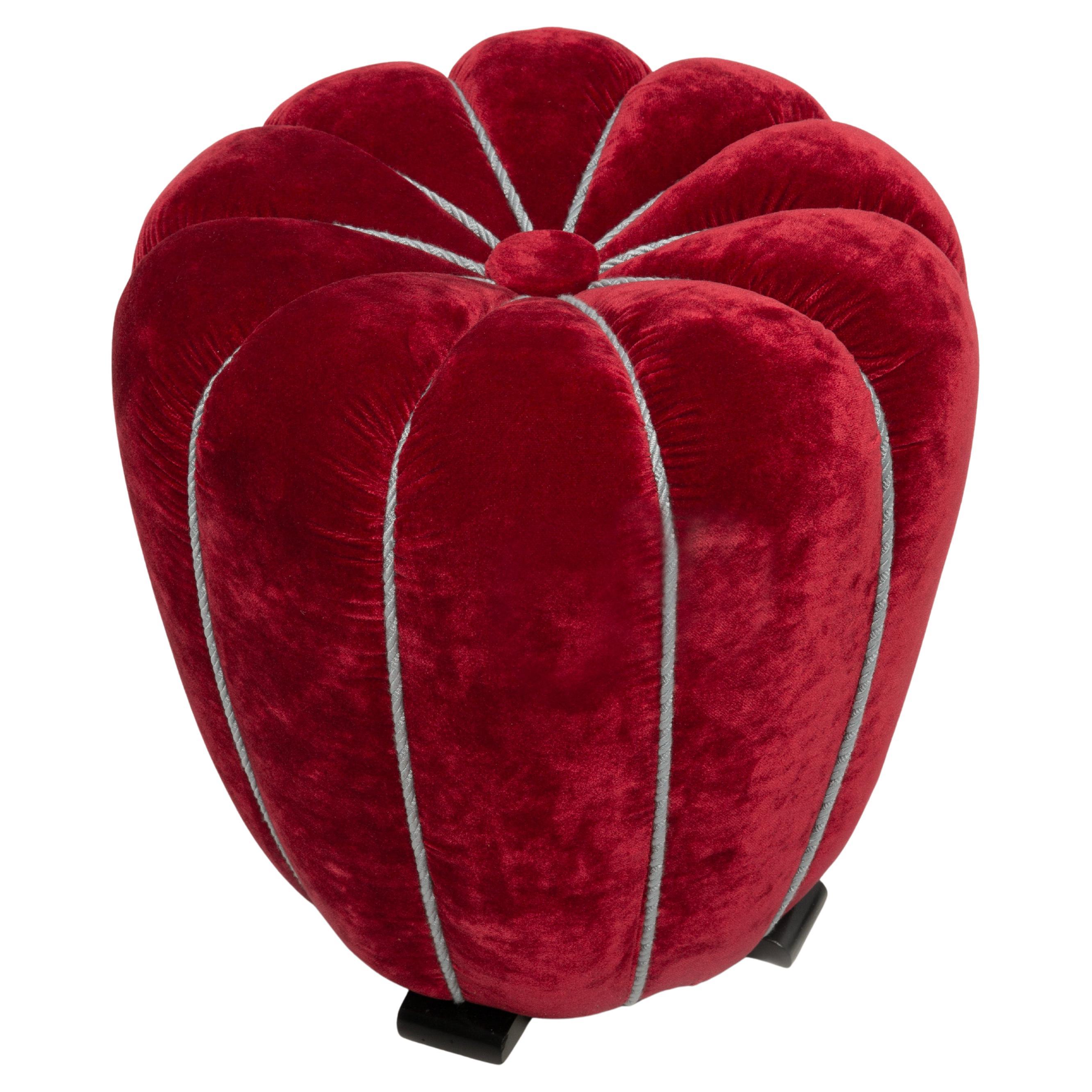 Art Deco stool by Jindrich Halabala in Red Dedar Velvet For Sale