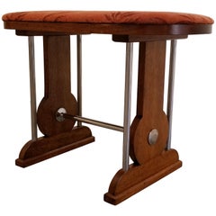 Art Deco Stool Chrome and Mahogany