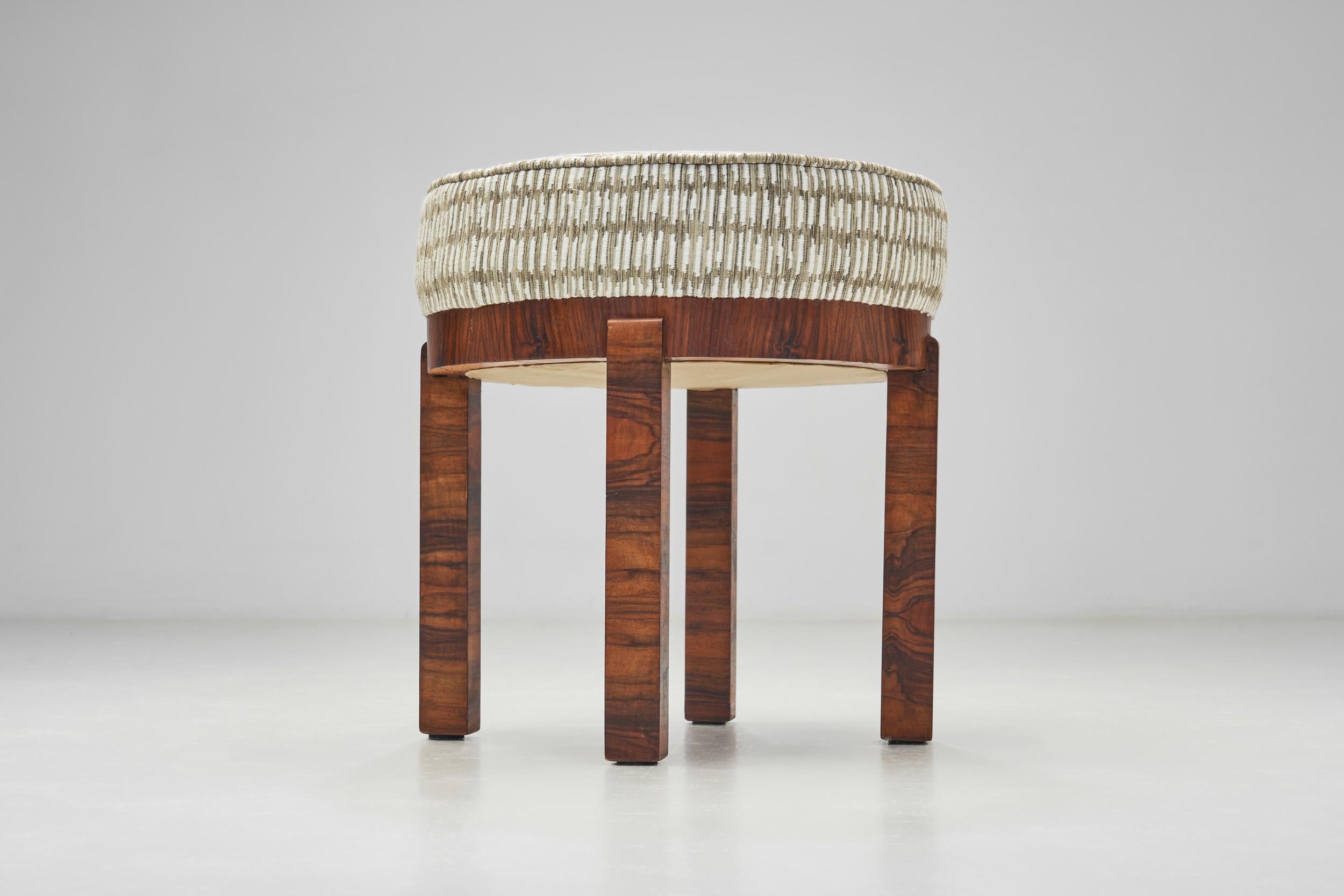 Art Deco Stool in Bookmatched Zebrawood , Europe 1930s For Sale 8