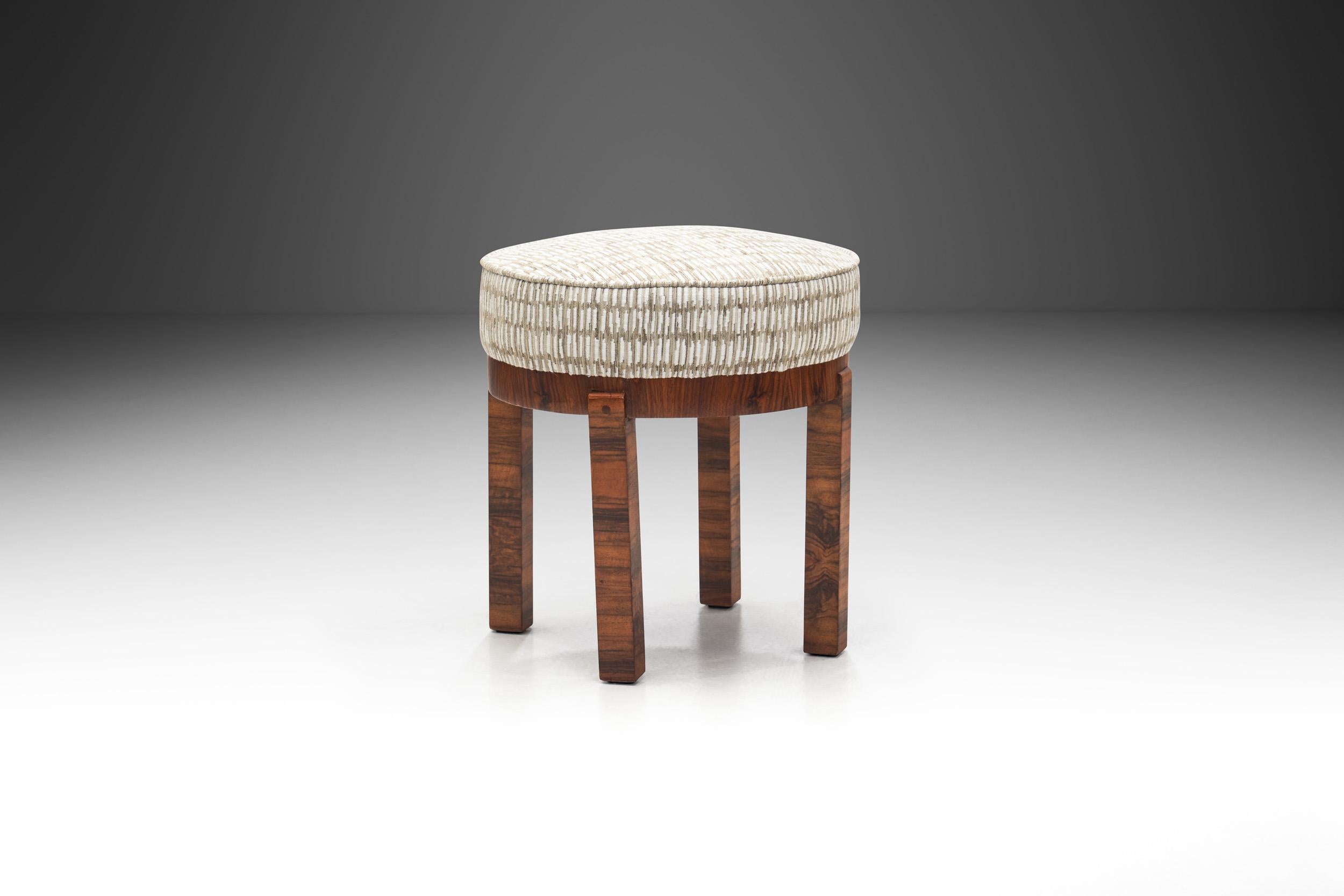 European Art Deco Stool in Bookmatched Zebrawood , Europe 1930s For Sale