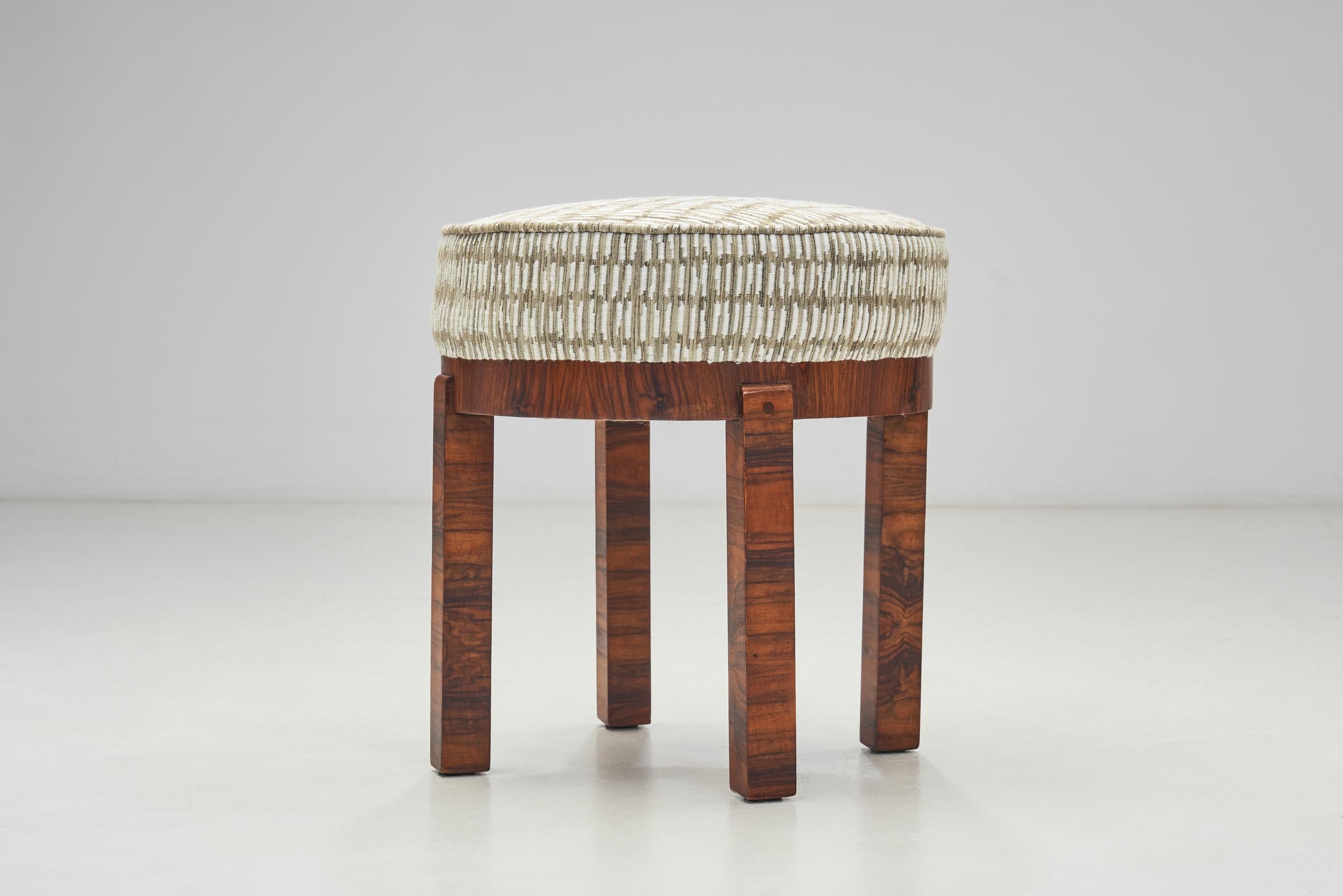 Art Deco Stool in Bookmatched Zebrawood , Europe 1930s For Sale 1
