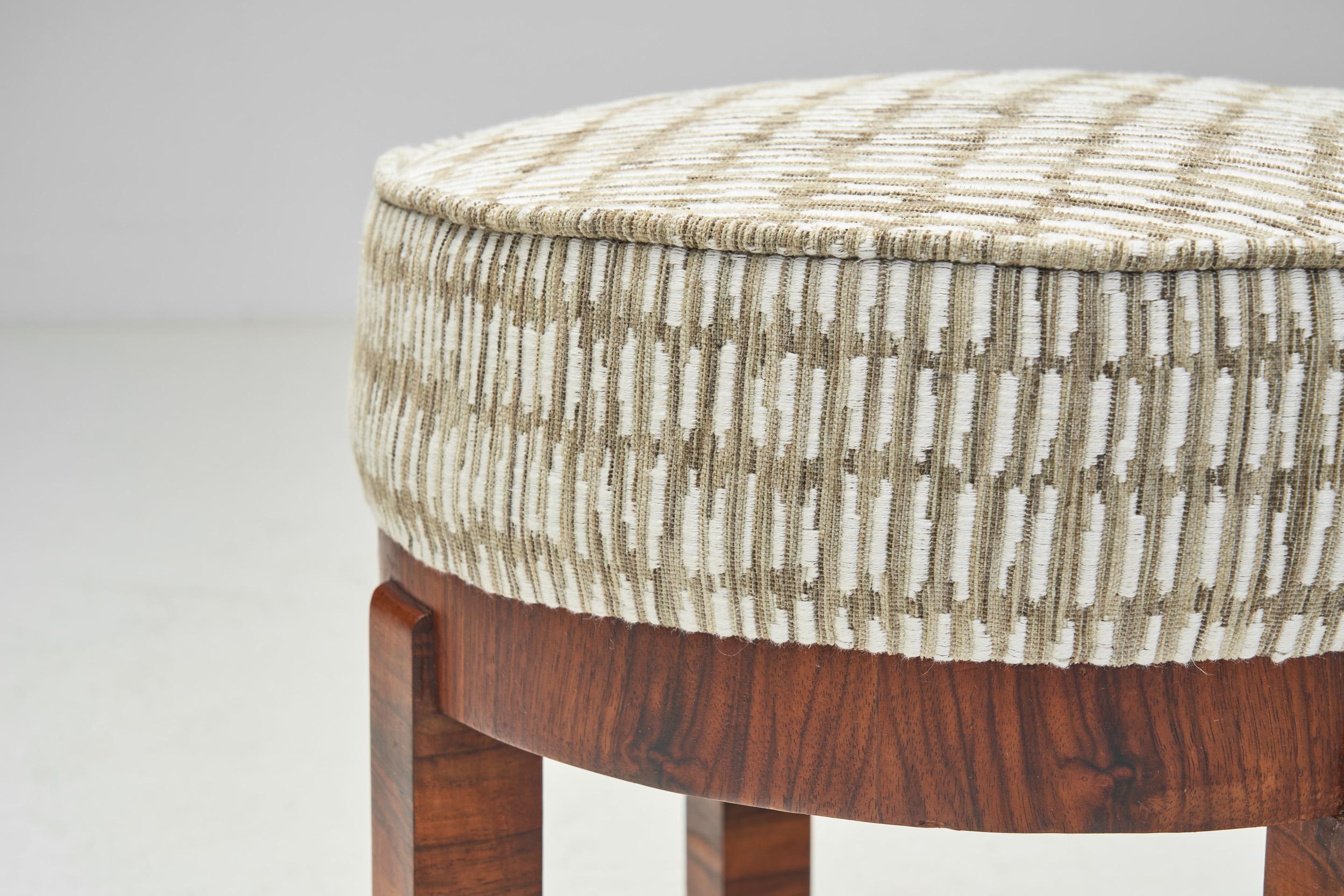 Art Deco Stool in Bookmatched Zebrawood , Europe 1930s For Sale 3
