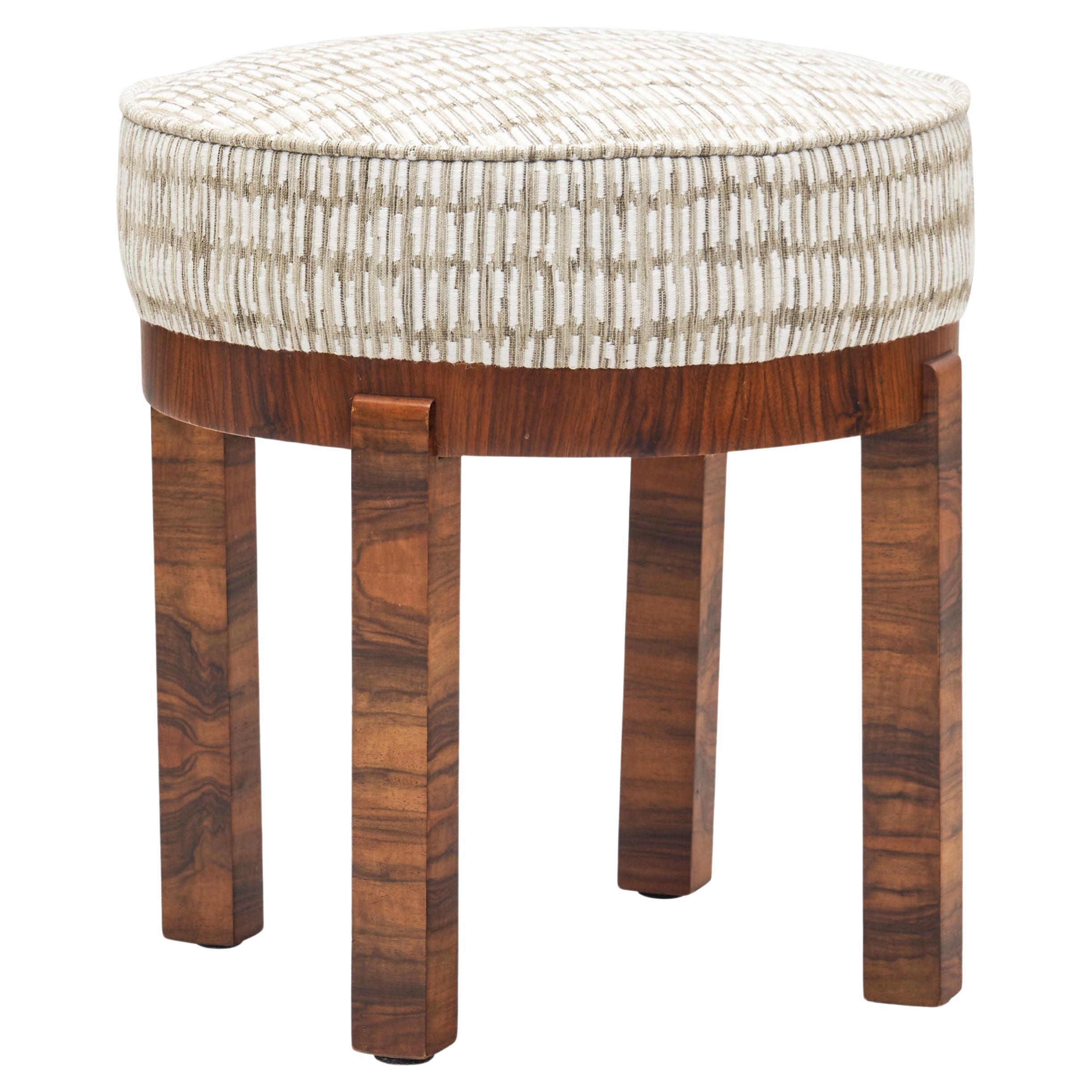 Tabouret Art déco en bois zébré assorti, Europe, années 1930