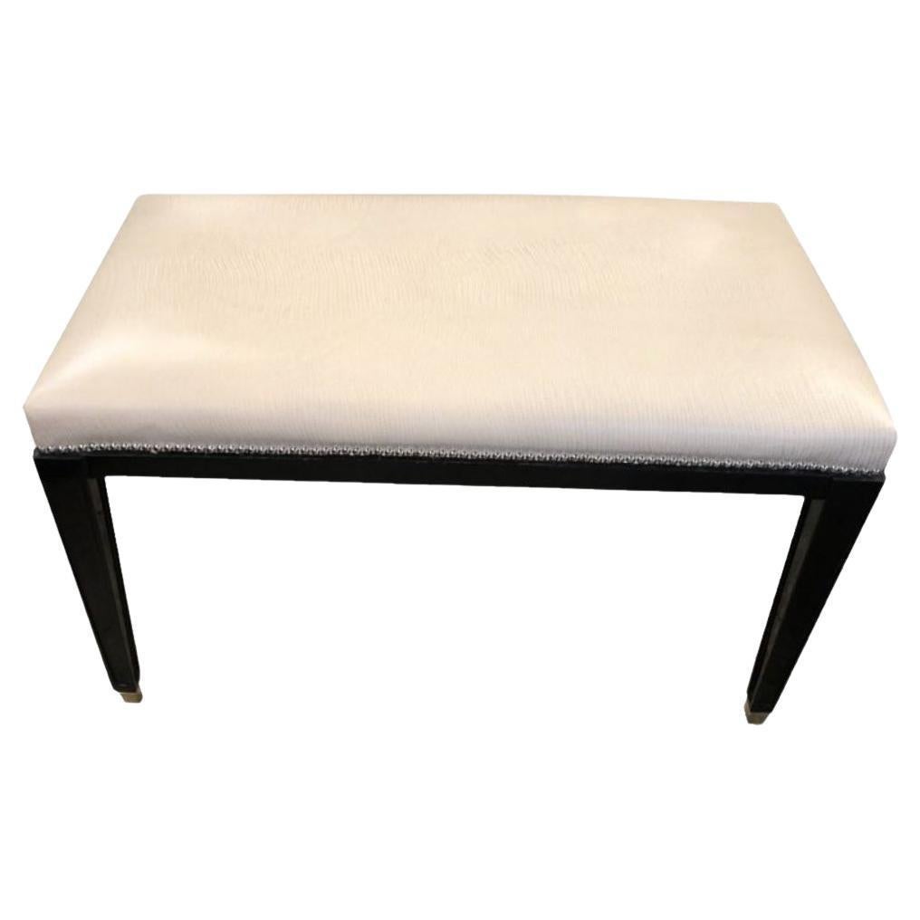 Sgabello Art Déco in pelle e legno, attribuito a Comté, 1934