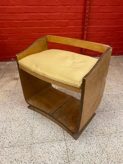 Art Deco Stool in Norwegian Birch Veneer circa 1930 Very Damaged Veneer