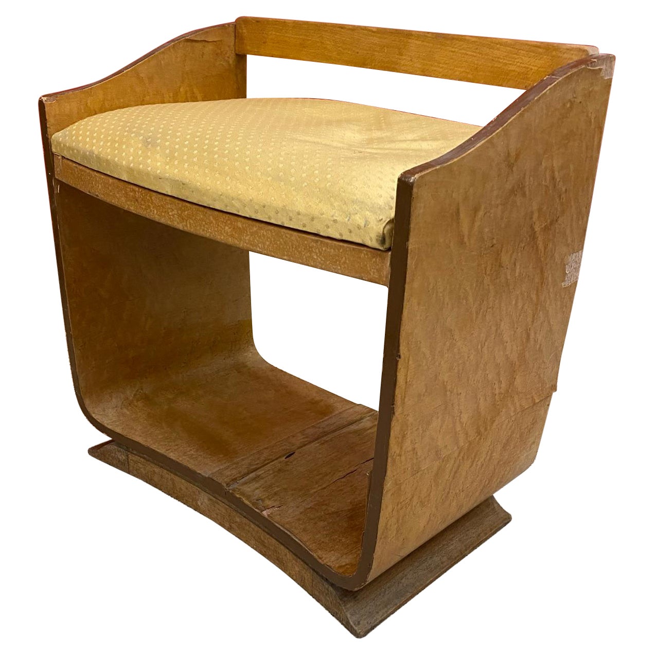 Tabouret Art Déco en placage de bouleau norvégien, vers 1930, placage très damas en vente