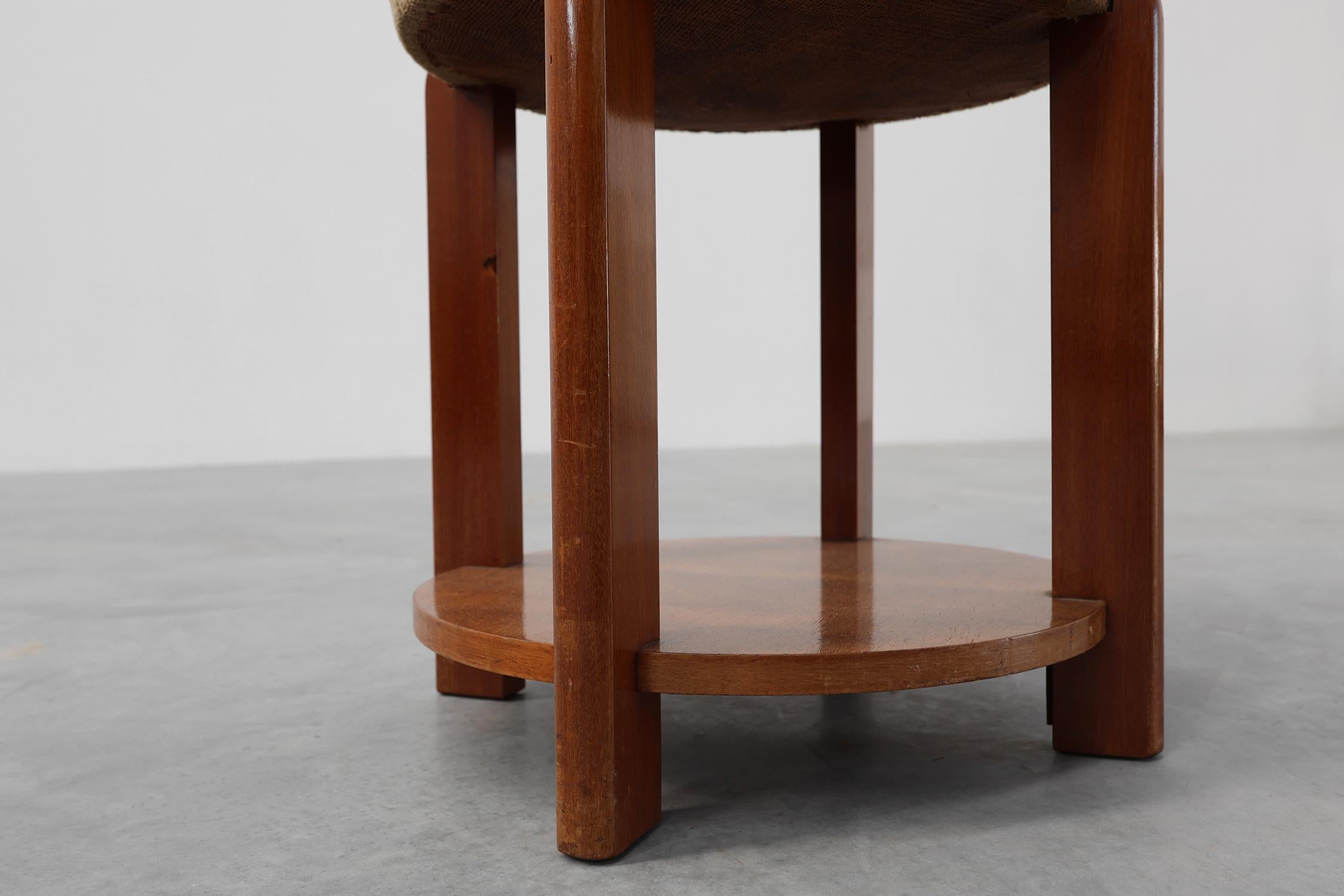 Art déco Art Deco stool in wood with original fabric, France ca. 1920 en vente