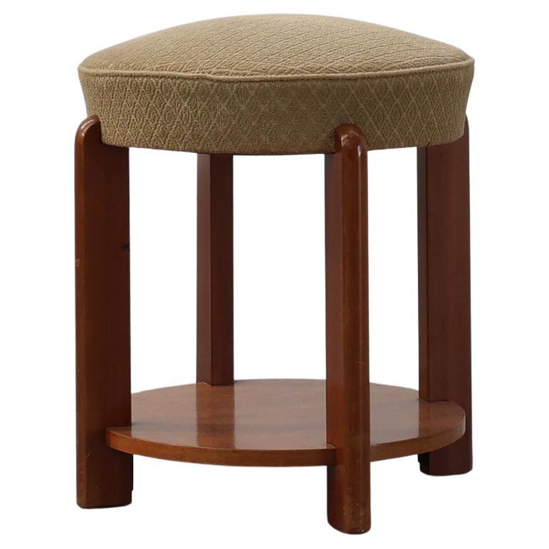 Art Deco stool in wood with original fabric, France ca. 1920 en vente