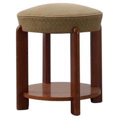 Art Deco stool in wood with original fabric, France ca. 1920