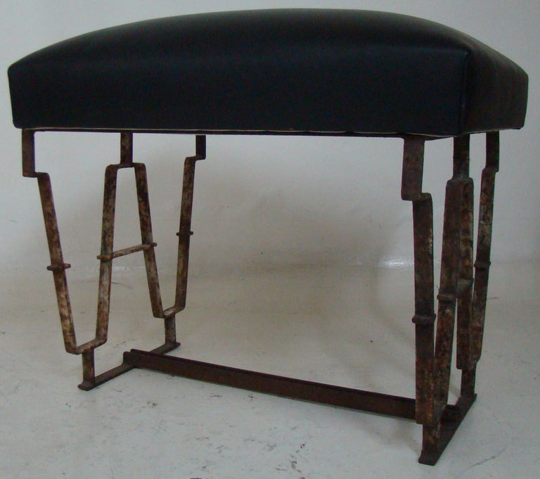 Art Deco Stool, Material iron and leather Country France, 1930 For Sale ...