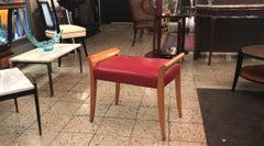 Art Deco Stool, Material Wood and leather, Country France, 1930