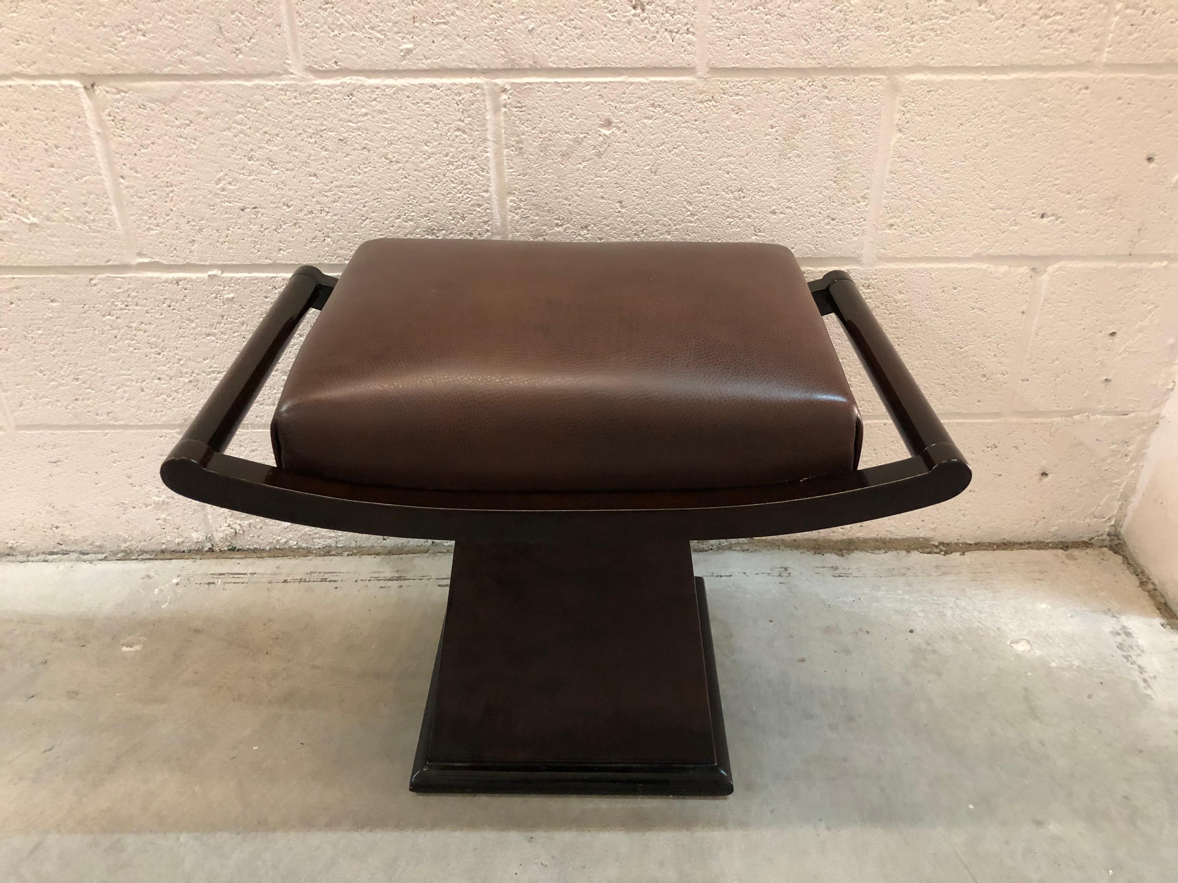 Art Deco Stool, Material Wood and leather, Country France, 1930 For Sale 2